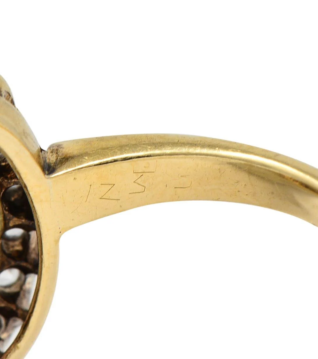Early 1900's Opal Diamond 14 Karat Yellow Gold Antique Halo Ring - Image 6