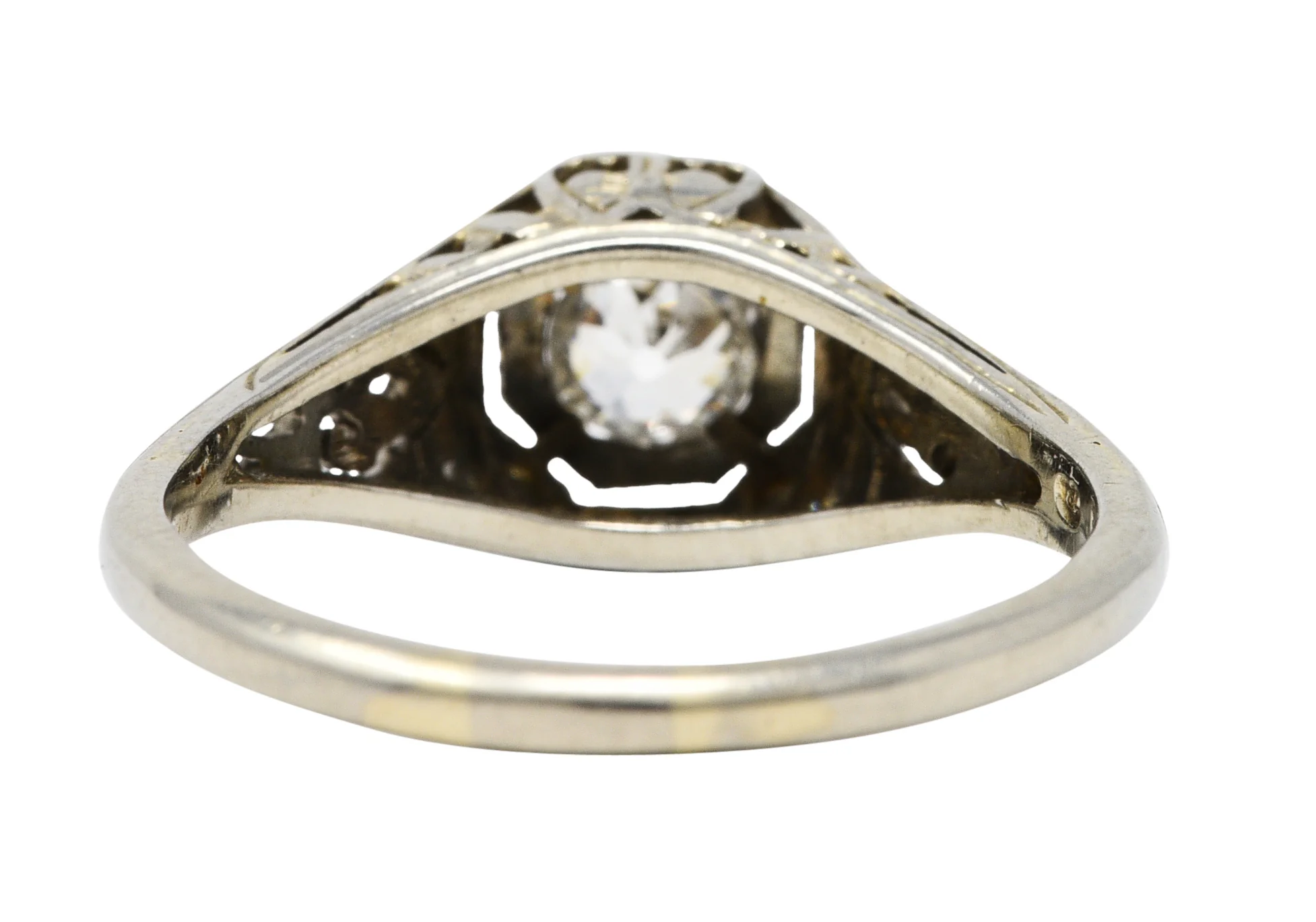 Early Art Deco 0.25 CTW Diamond 18 Karat Platinum-Topped Engagement Ring Circa 1920s - Image 4