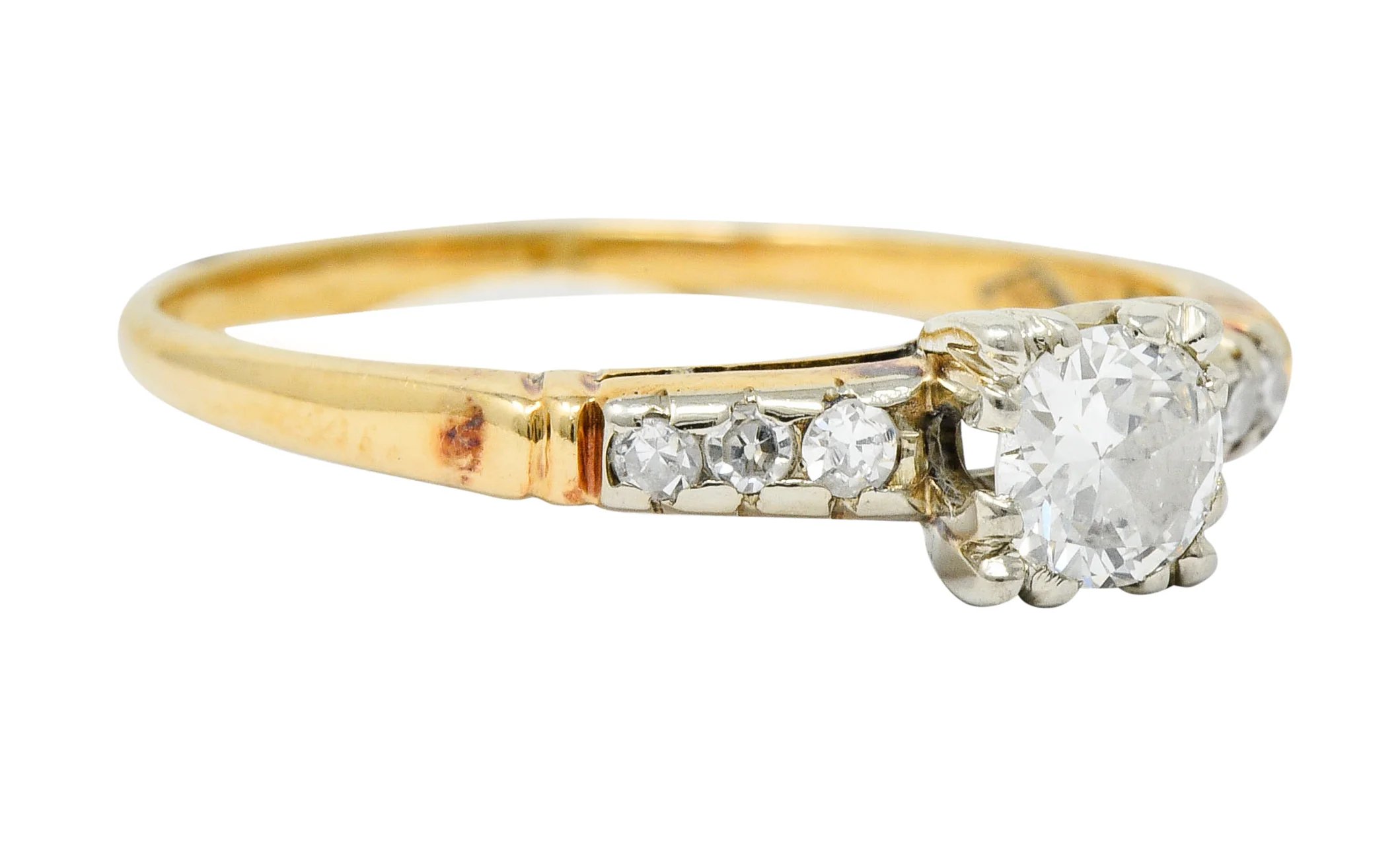 Early Art Deco 0.50 CTW Diamond 14 Karat Two-Tone Gold Engagement Ring - Image 2