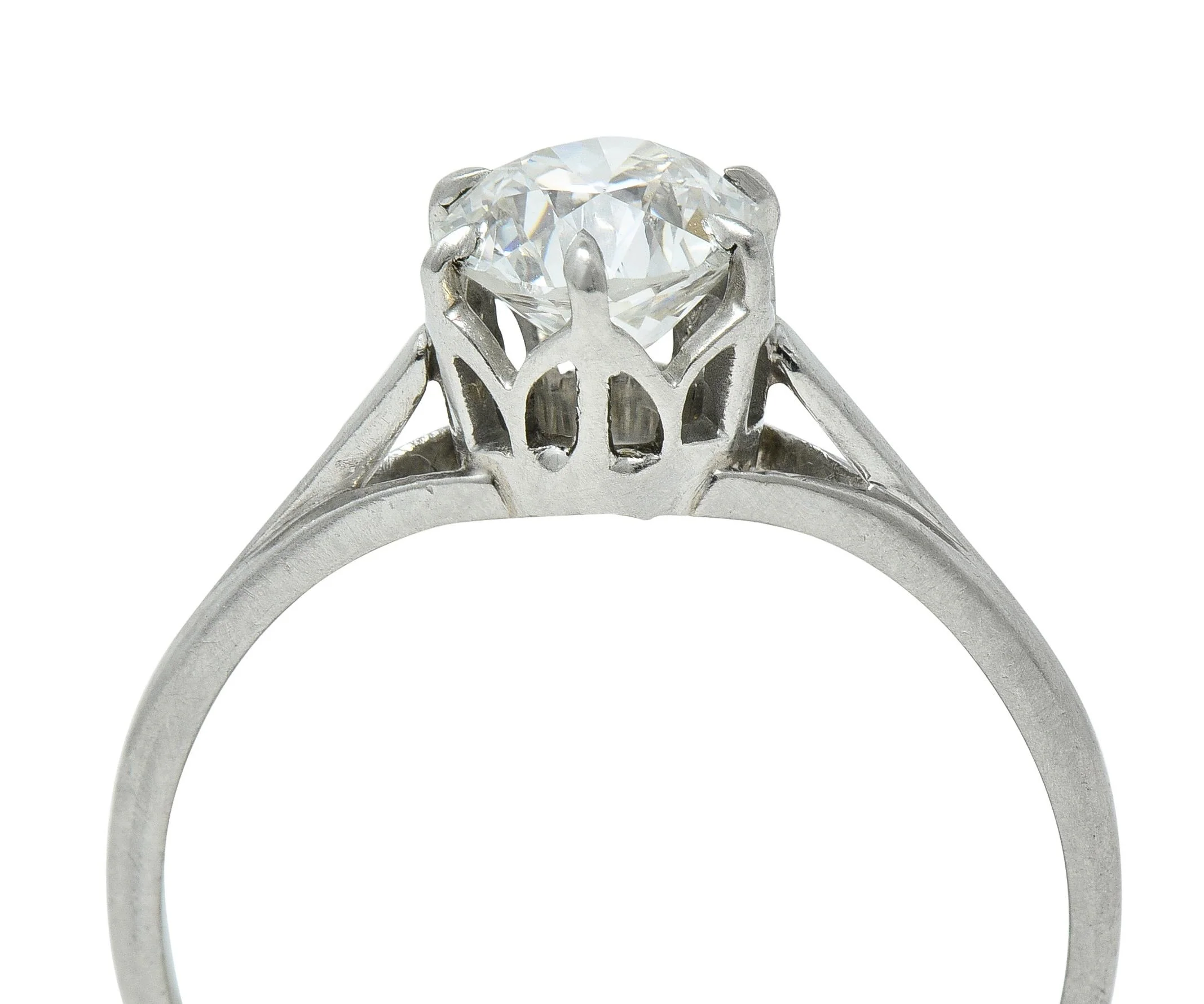 Early Art Deco 0.73 CTW Old European Cut Diamond Platinum Engagement Ring - Image 7