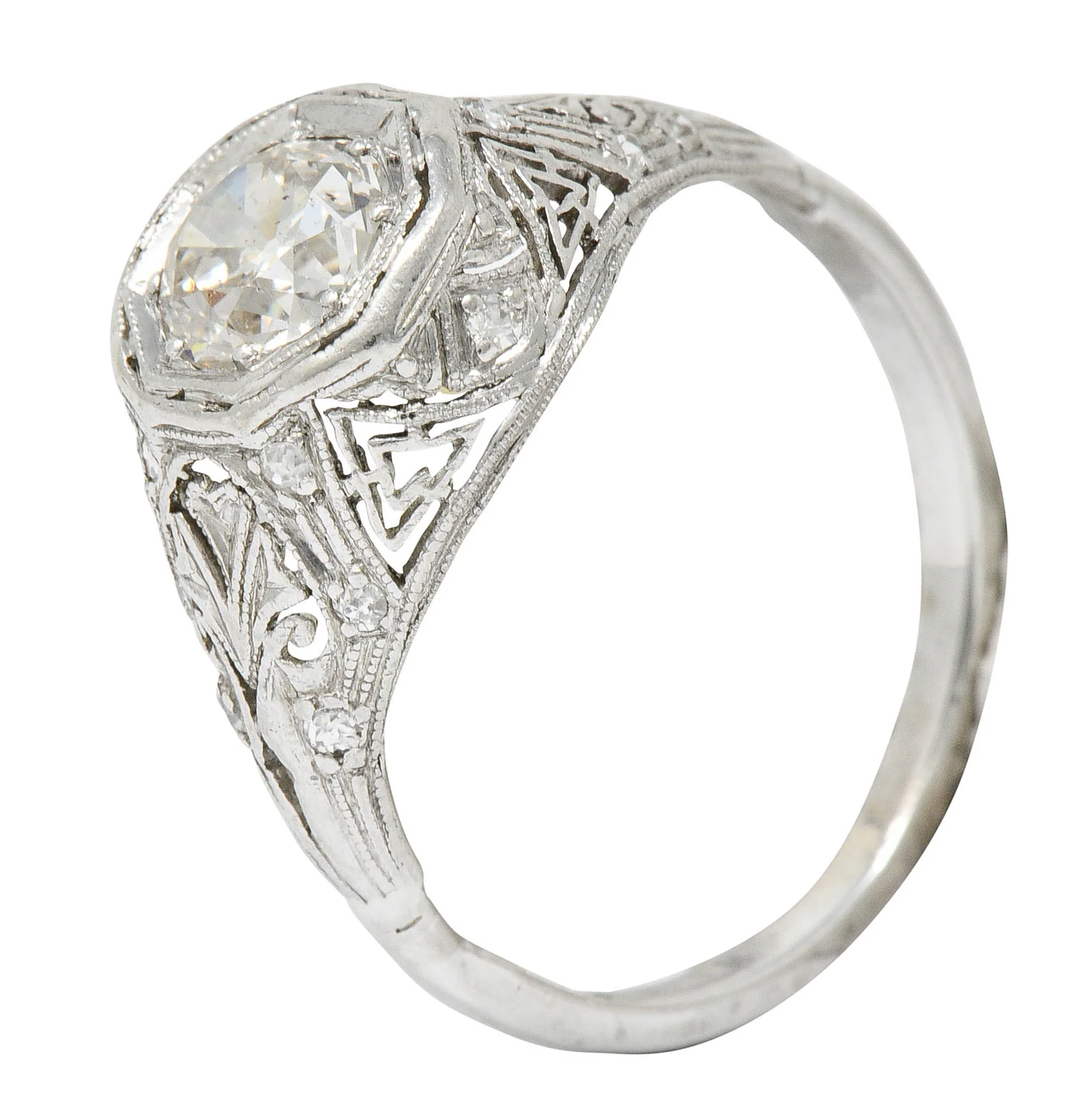 Early Art Deco 0.75 CTW Diamond 14 Karat White Gold Engagement Ring - Image 10