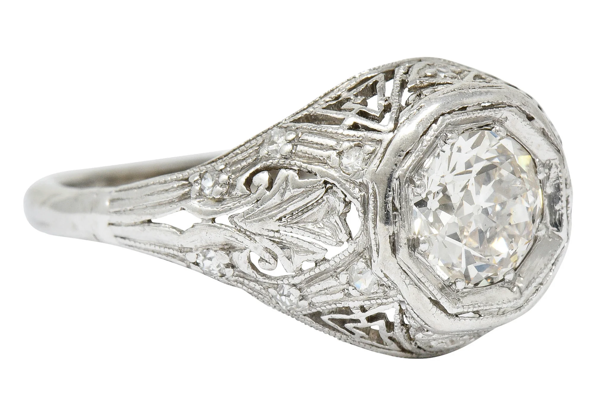 Early Art Deco 0.75 CTW Diamond 14 Karat White Gold Engagement Ring - Image 2