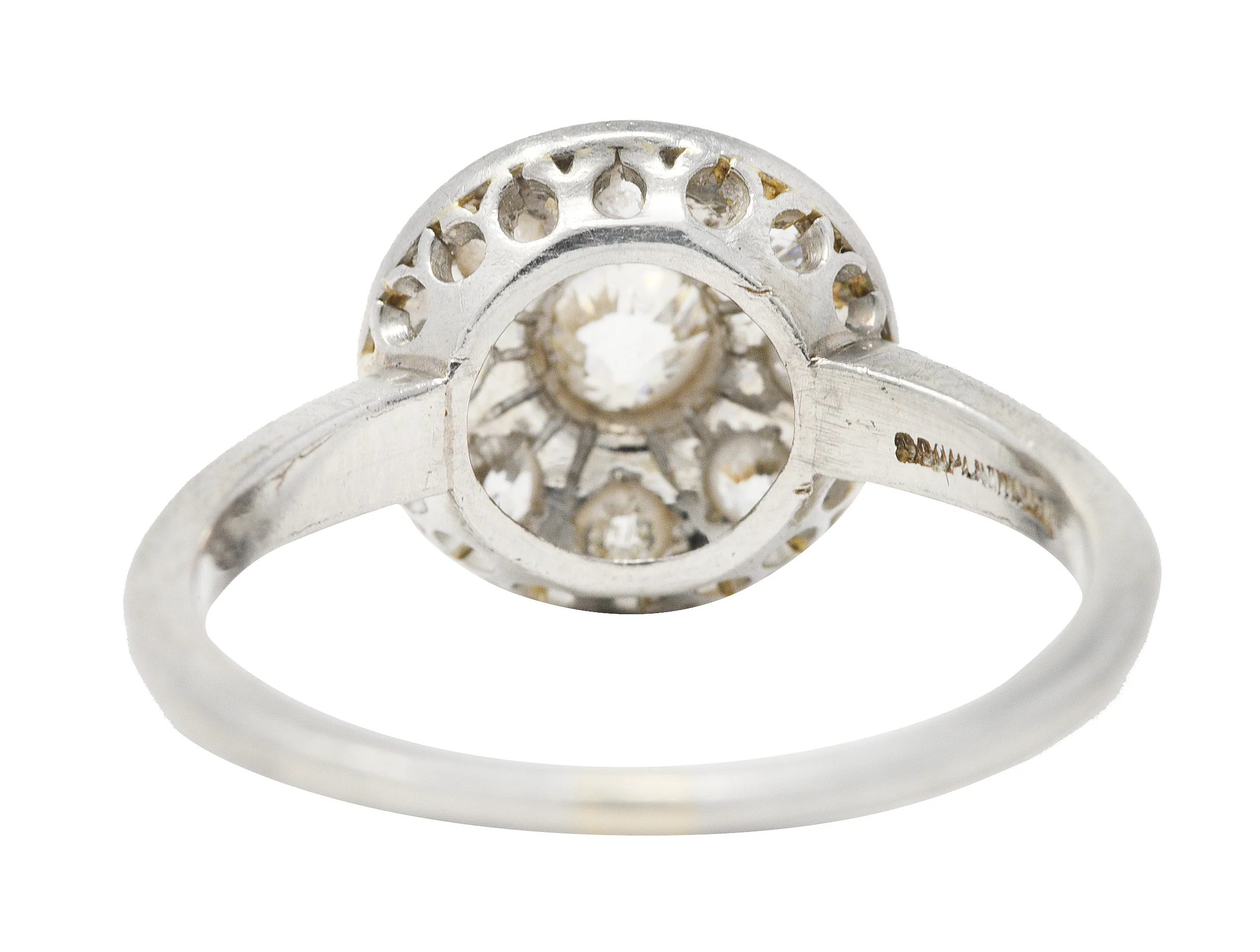 Early Art Deco 0.85 CTW Diamond Platinum Cluster Halo Ring - Image 4