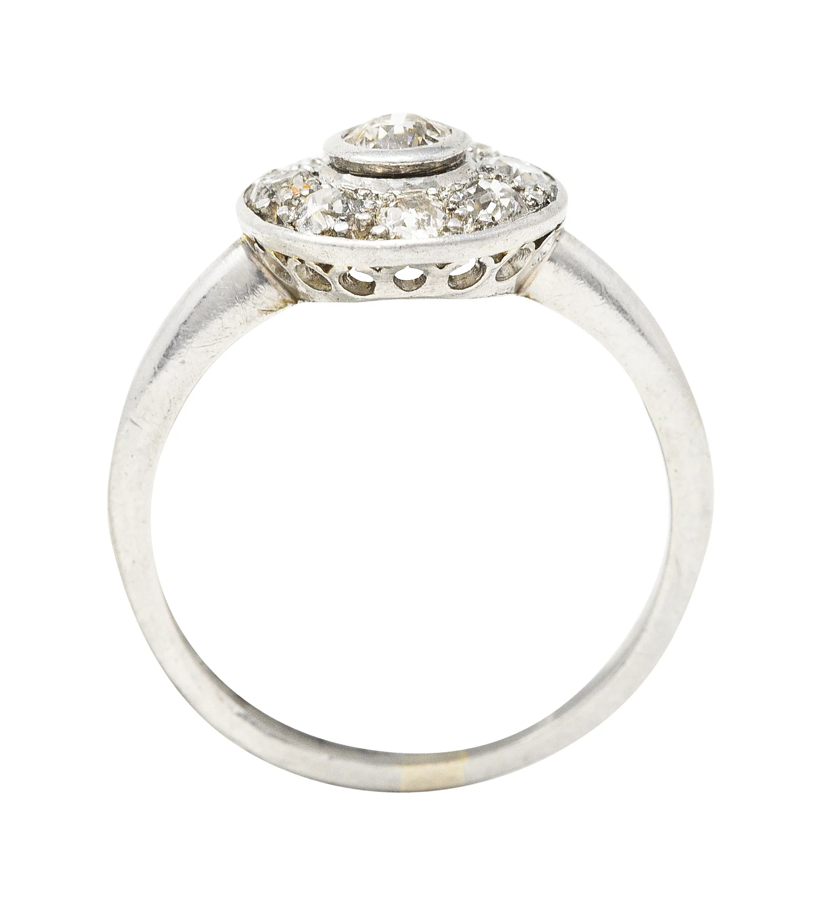Early Art Deco 0.85 CTW Diamond Platinum Cluster Halo Ring - Image 8