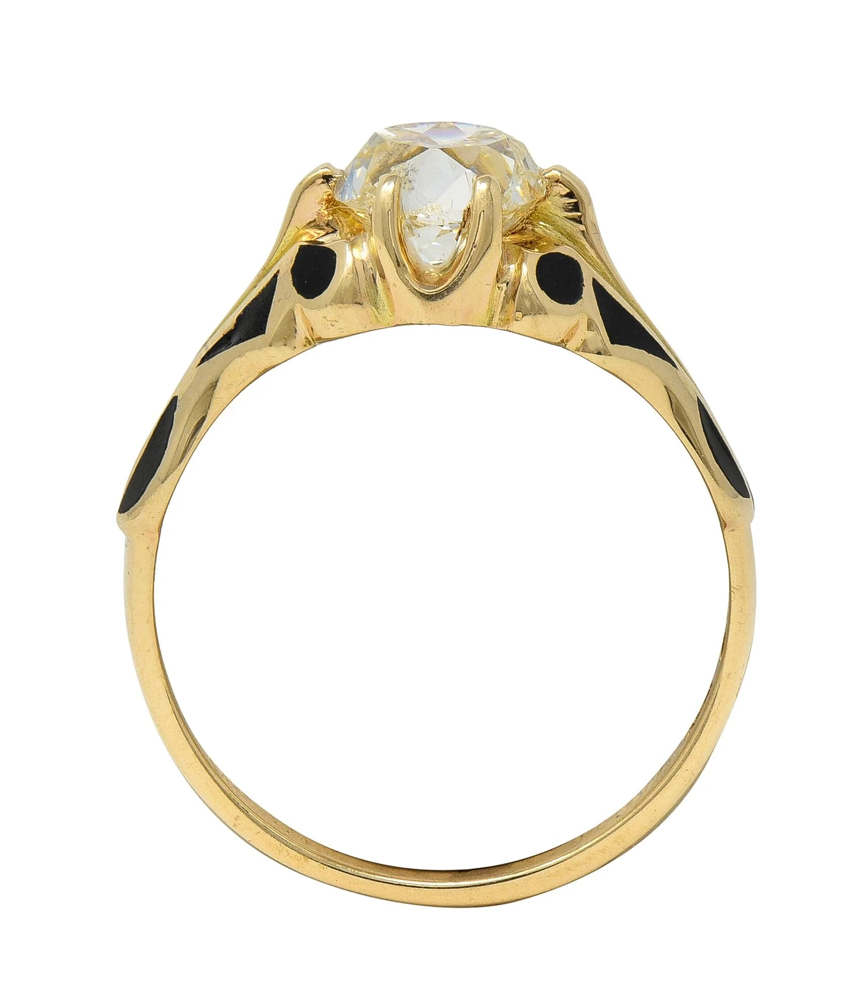 Early Art Deco 1.03 CTW Old Mine Cut Diamond 14 Karat Yellow Gold Antique Belcher Engagement Ring - Image 6