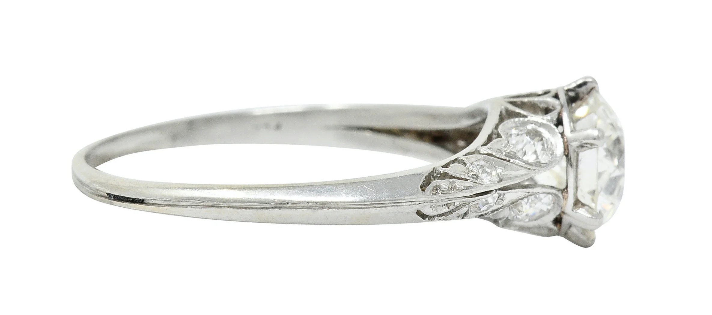 Early Art Deco 1.58 CTW Diamond Platinum Lotus Engagement Ring - Image 3