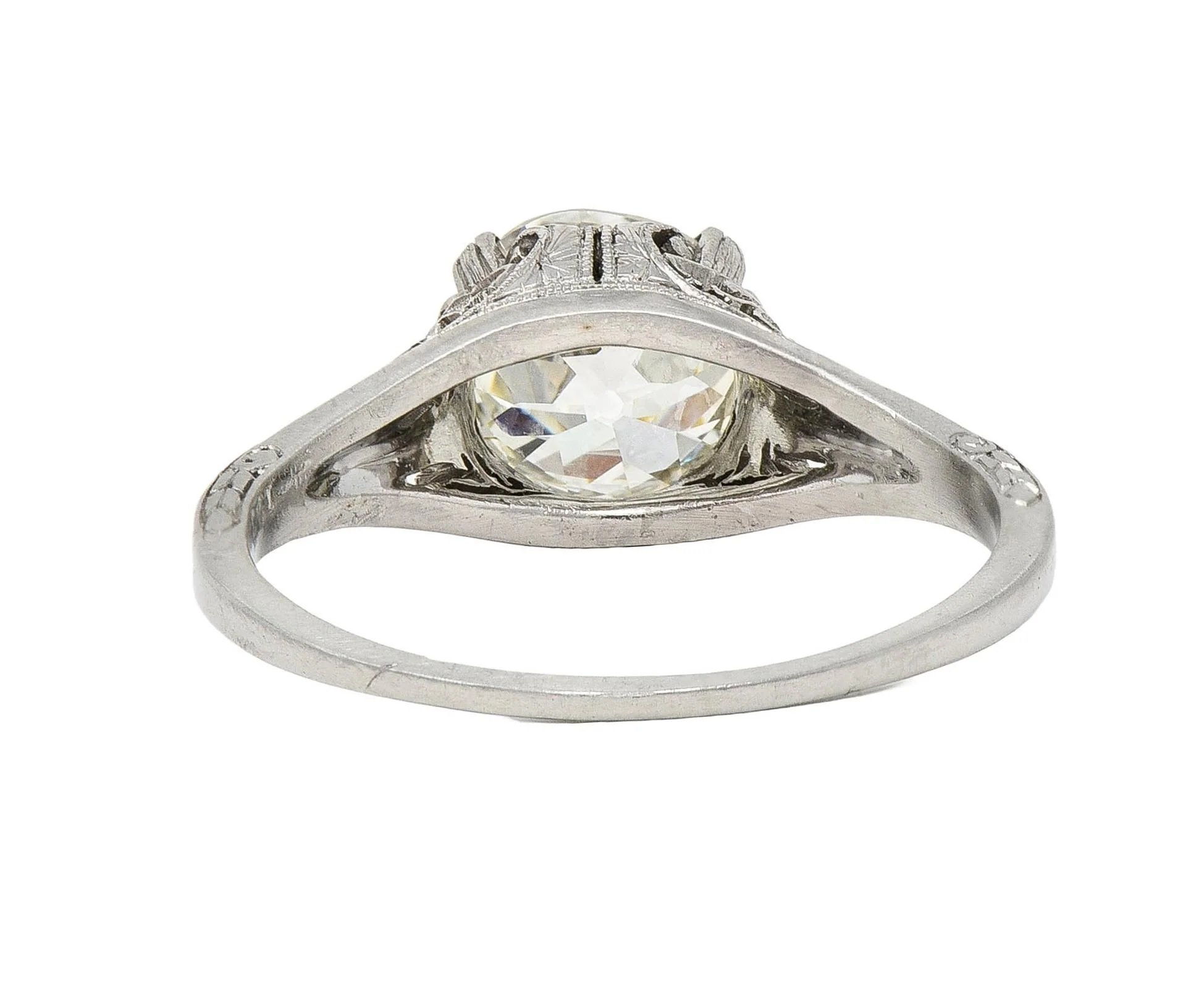 Early Art Deco 1.66 CTW Old Mine Cut Diamond Platinum Butterfly Antique Engagement Ring GIA - Image 4
