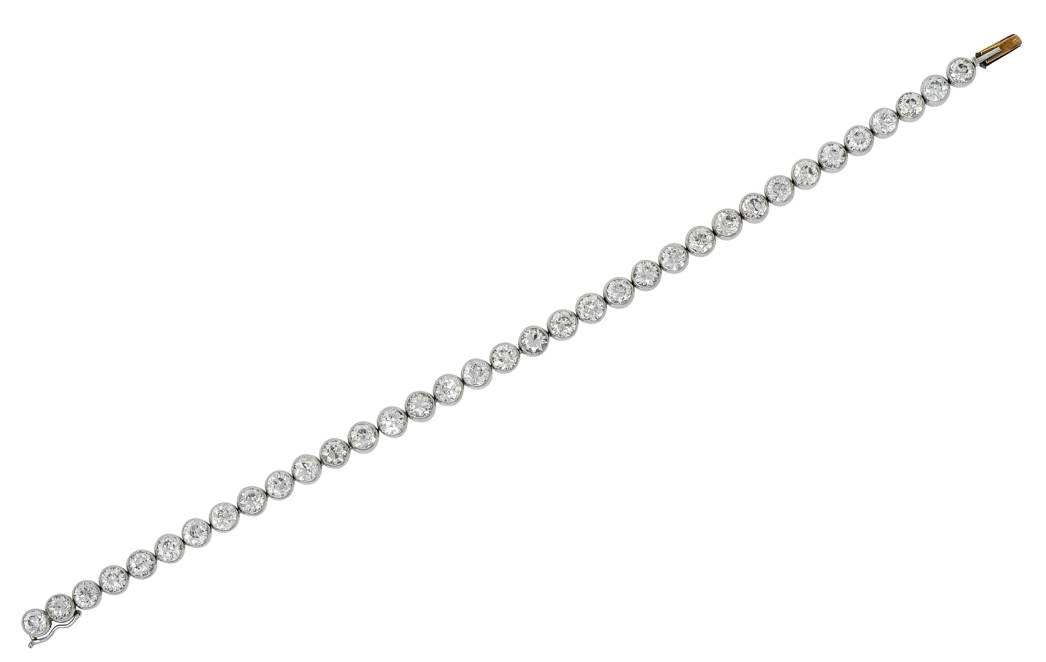 Early Art Deco 11.50 CTW Platinum Round Bezel Line Bracelet Circa 1920 - Image 2