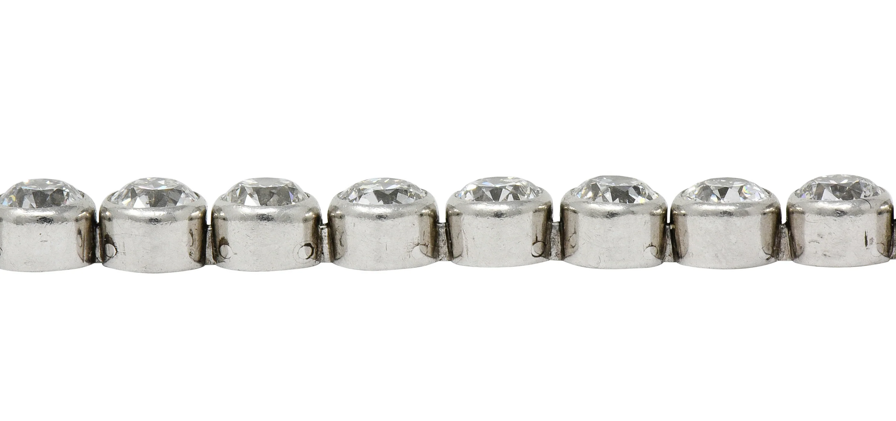 Early Art Deco 11.50 CTW Platinum Round Bezel Line Bracelet Circa 1920 - Image 9