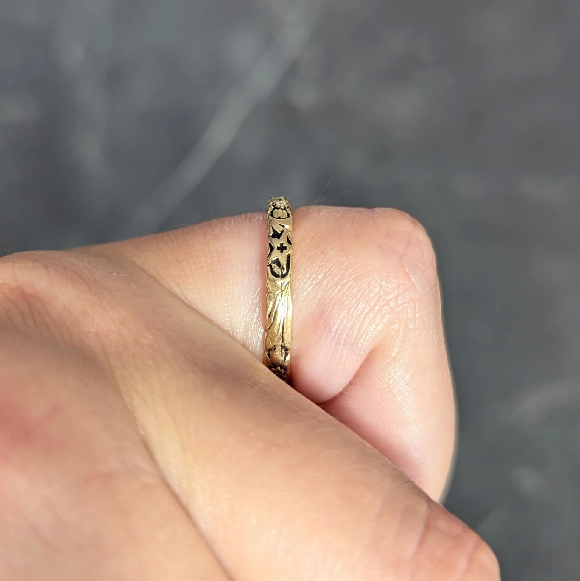 Early Art Deco 18 Karat Yellow Gold Orange Blossom Antique Wedding Band Ring - Image 10