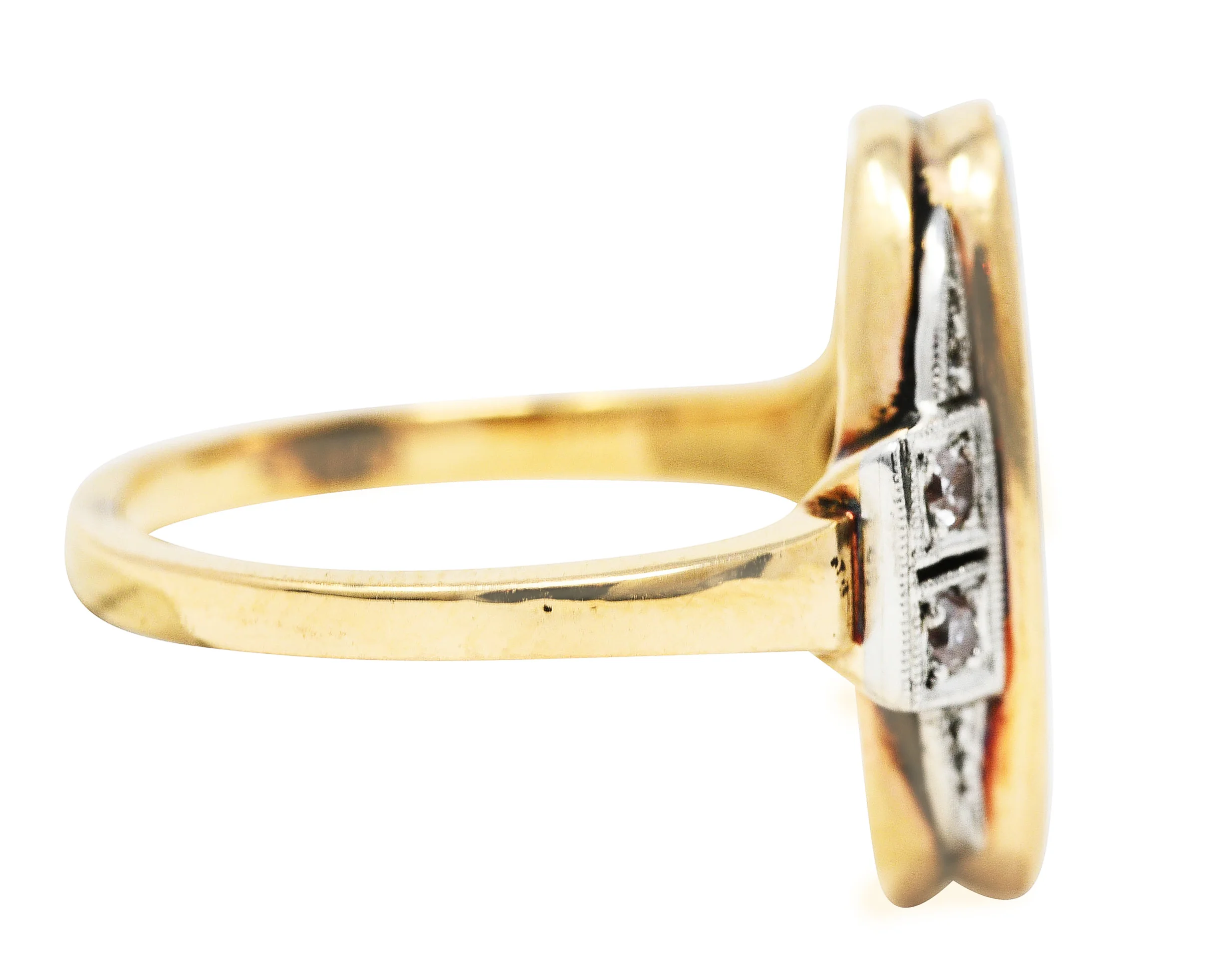 Early Art Deco Diamond Black Opal Platinum Topped 14 Karat Gold Ring - Image 5
