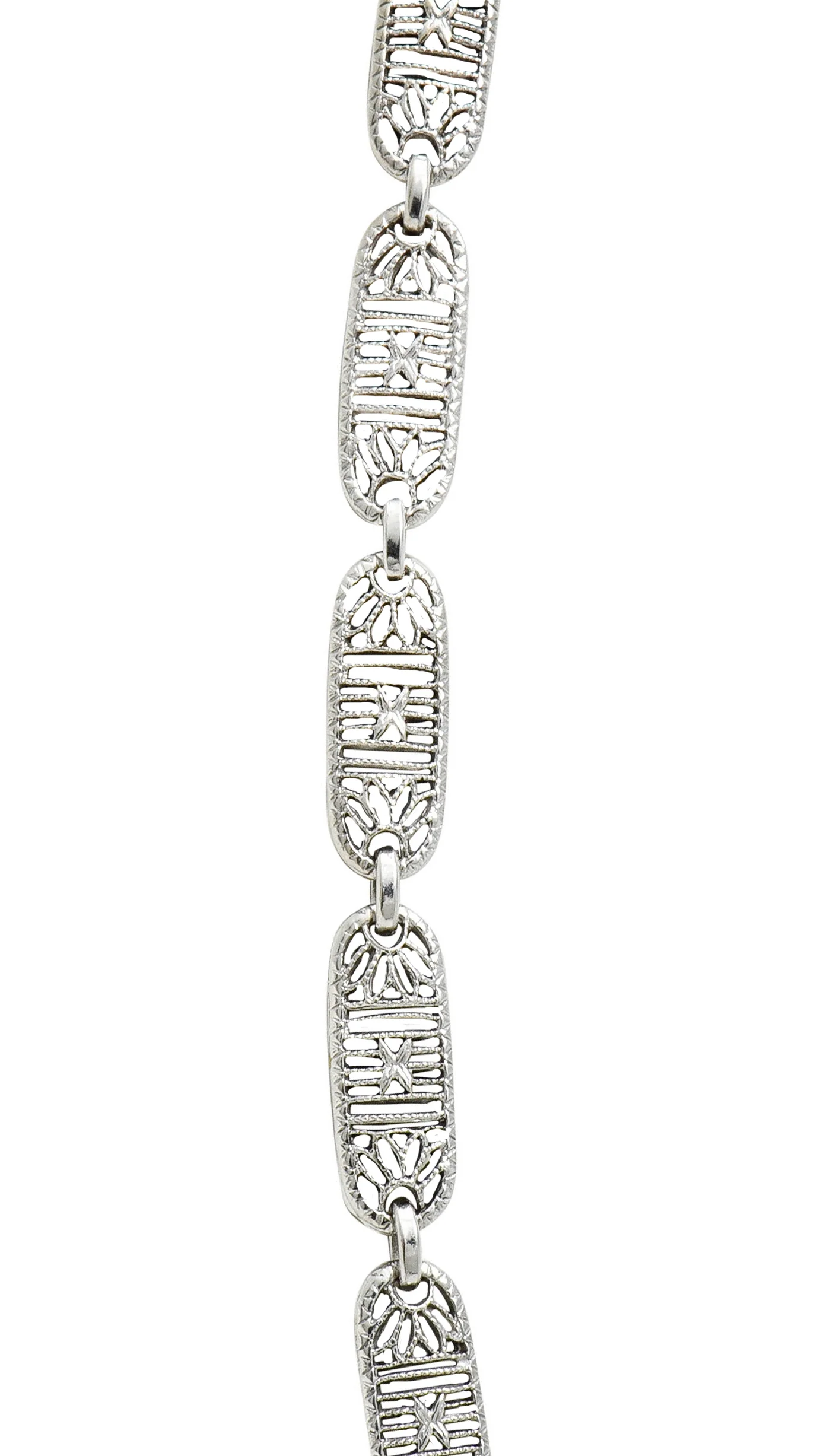 Early Art Deco Diamond Camphor Glass Platinum 14 Karat White Gold Drop Necklace - Image 8