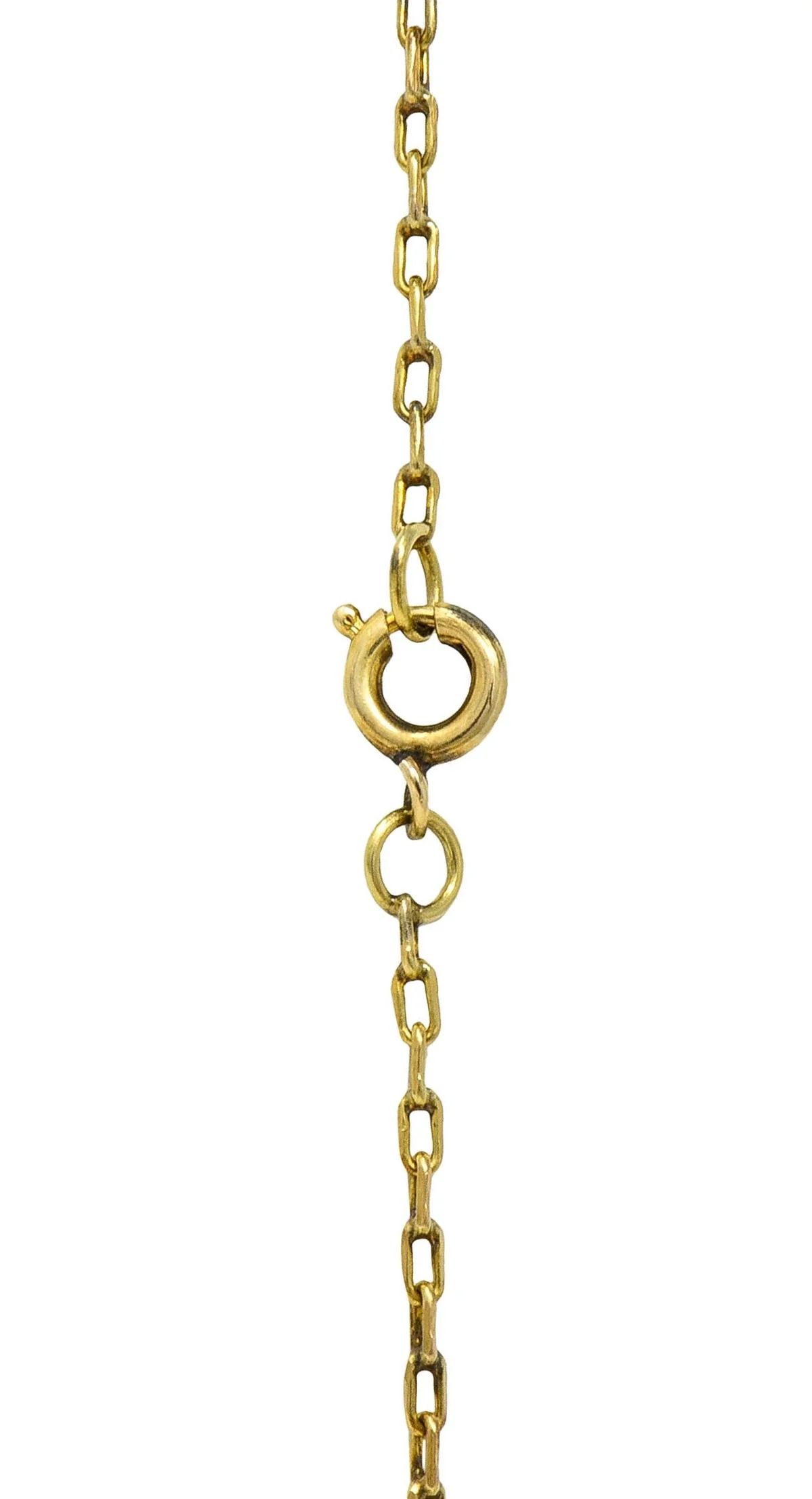 Early Art Deco Jade Pearl 14 Karat Yellow Gold Antique Drop Pendant Necklace - Image 9