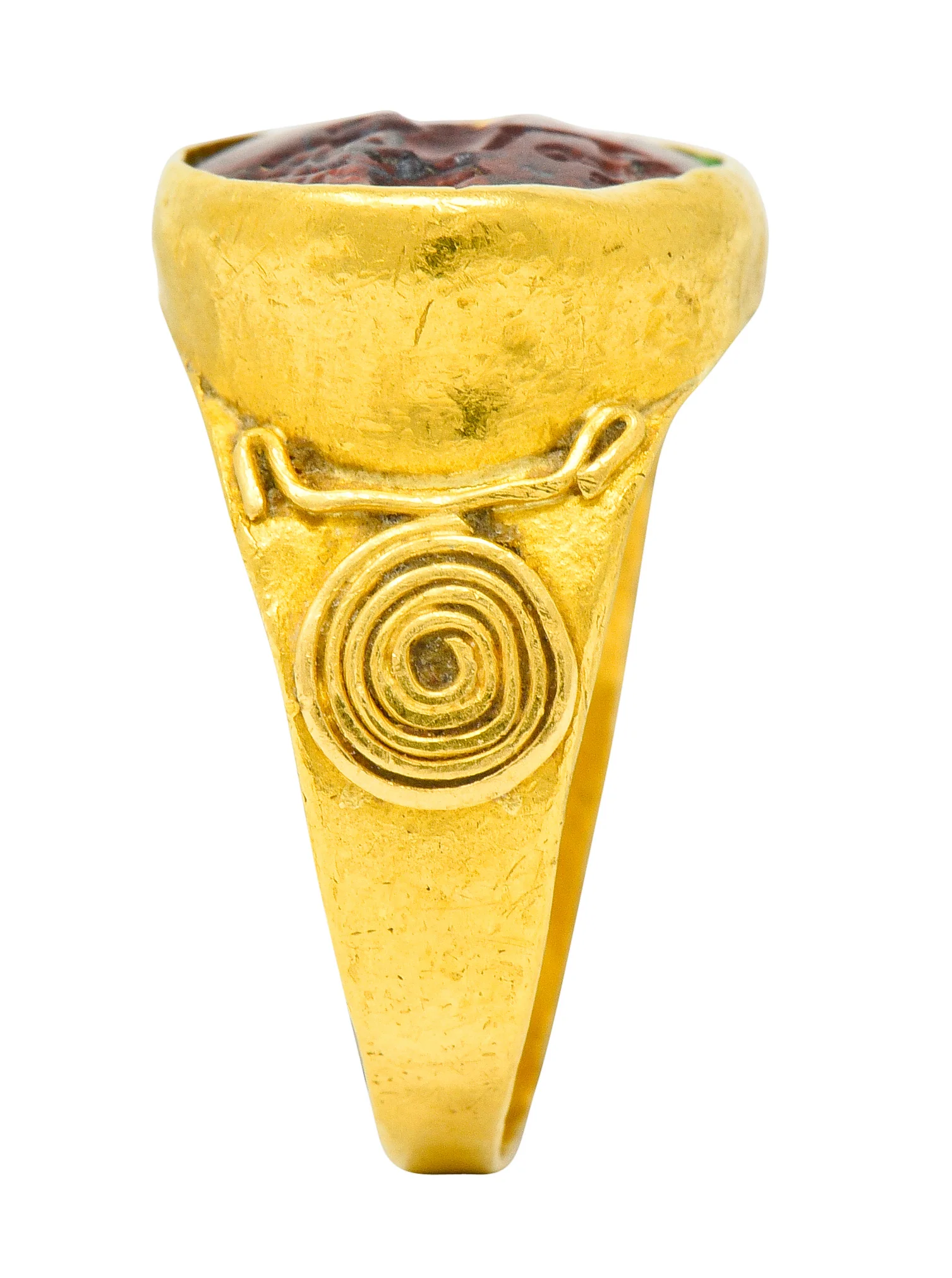 Early Jasper Intaglio 18 Karat Gold Unisex Signet Ring - Image 9
