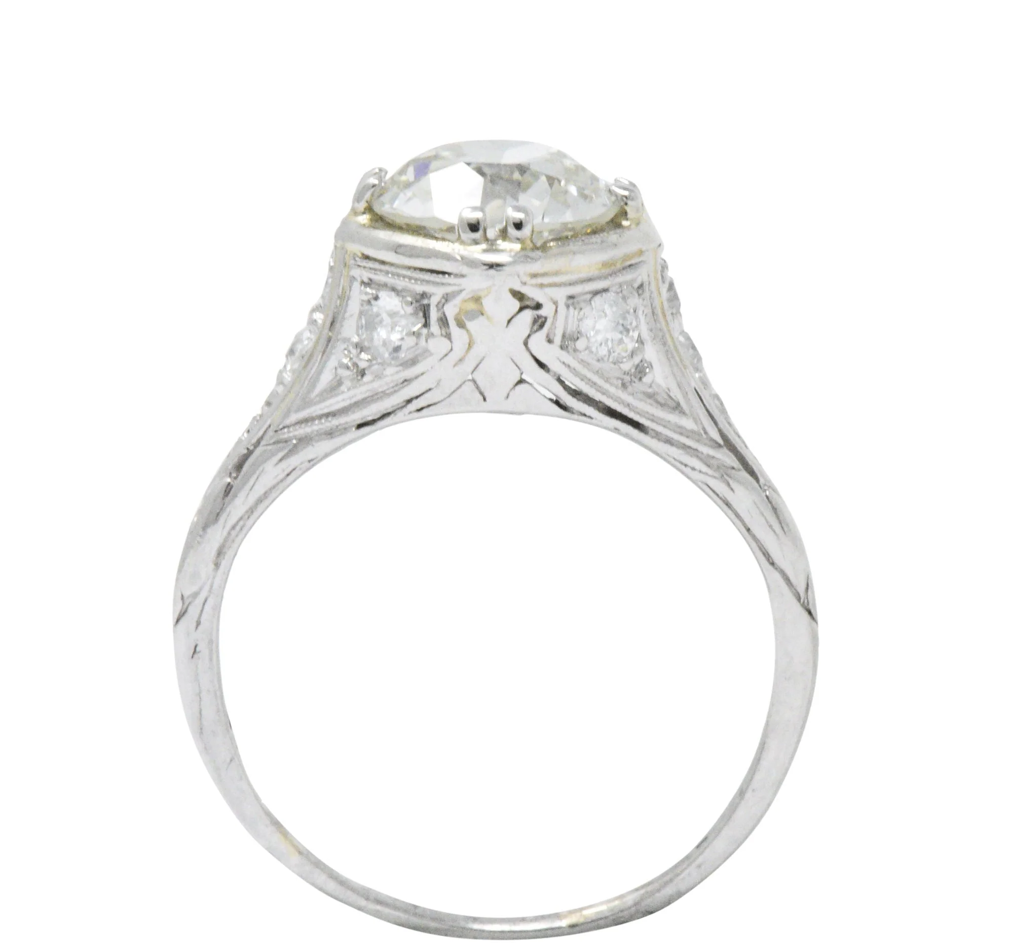 Early Retro 1.76 CTW Old European Diamond Platinum Engagement Ring GIA - Image 6