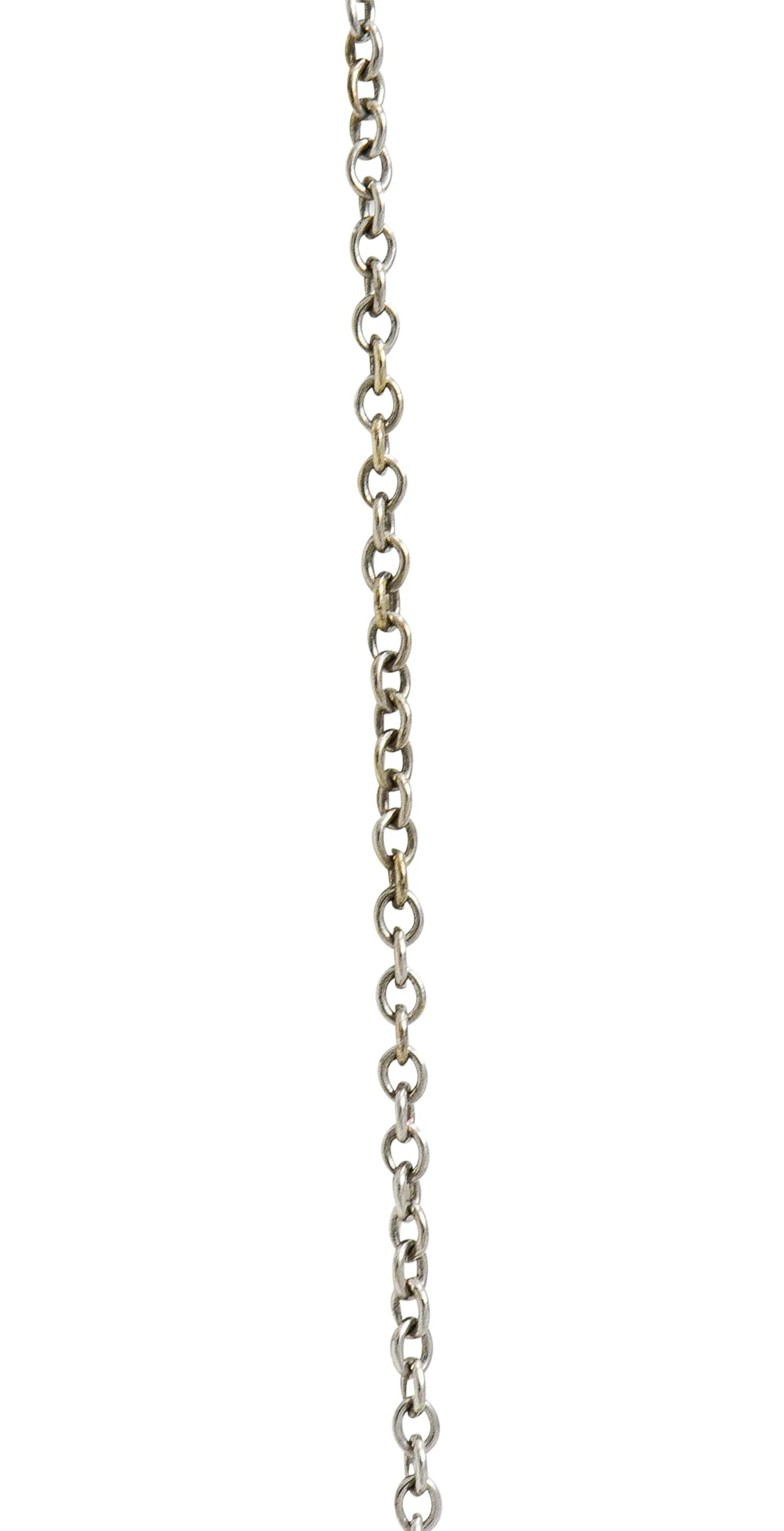 Early Victorian Emerald Diamond Silver-Topped Gold Ornate Drop Necklace - Image 8