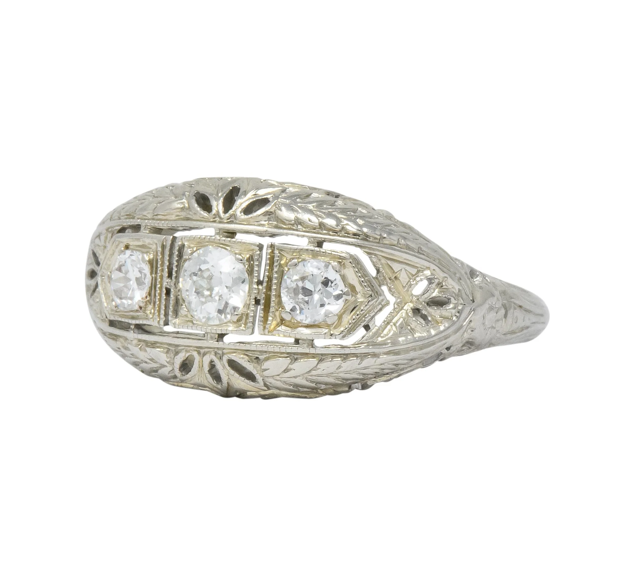 Edwardian 0.40 CTW Diamond 18 Karat White Gold Engagement Ring - Image 5