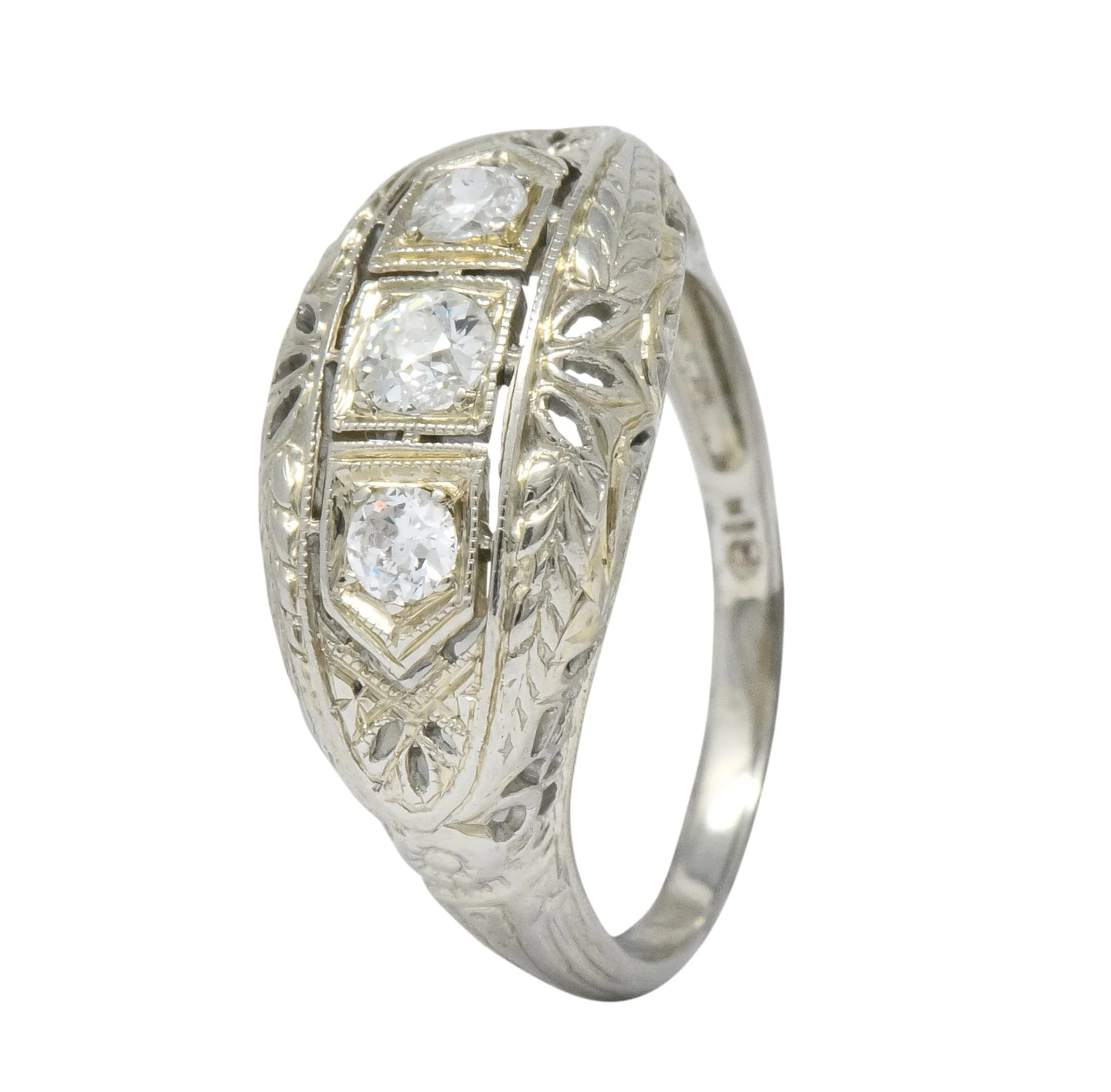Edwardian 0.40 CTW Diamond 18 Karat White Gold Engagement Ring - Image 7