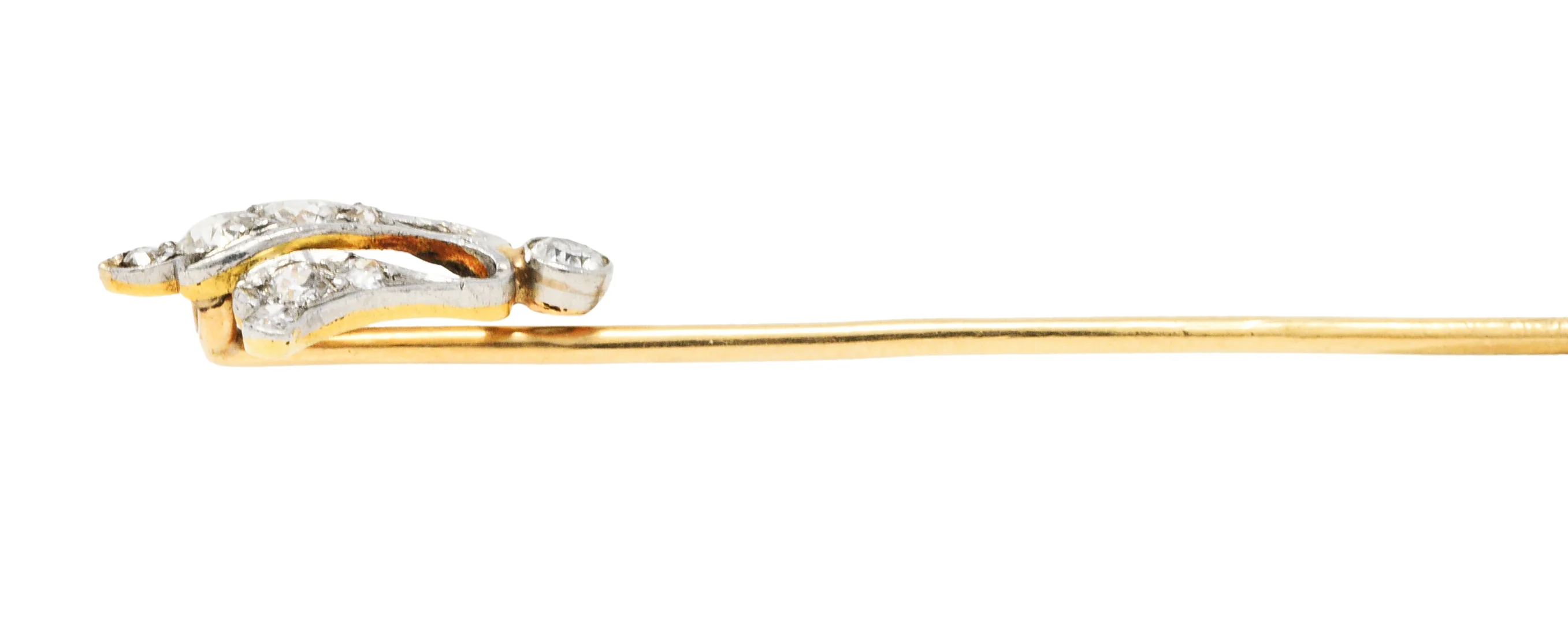 Edwardian 0.40 CTW Diamond Platinum-Topped 14 Karat Gold Lily Of The Valley Stickpin - Image 5