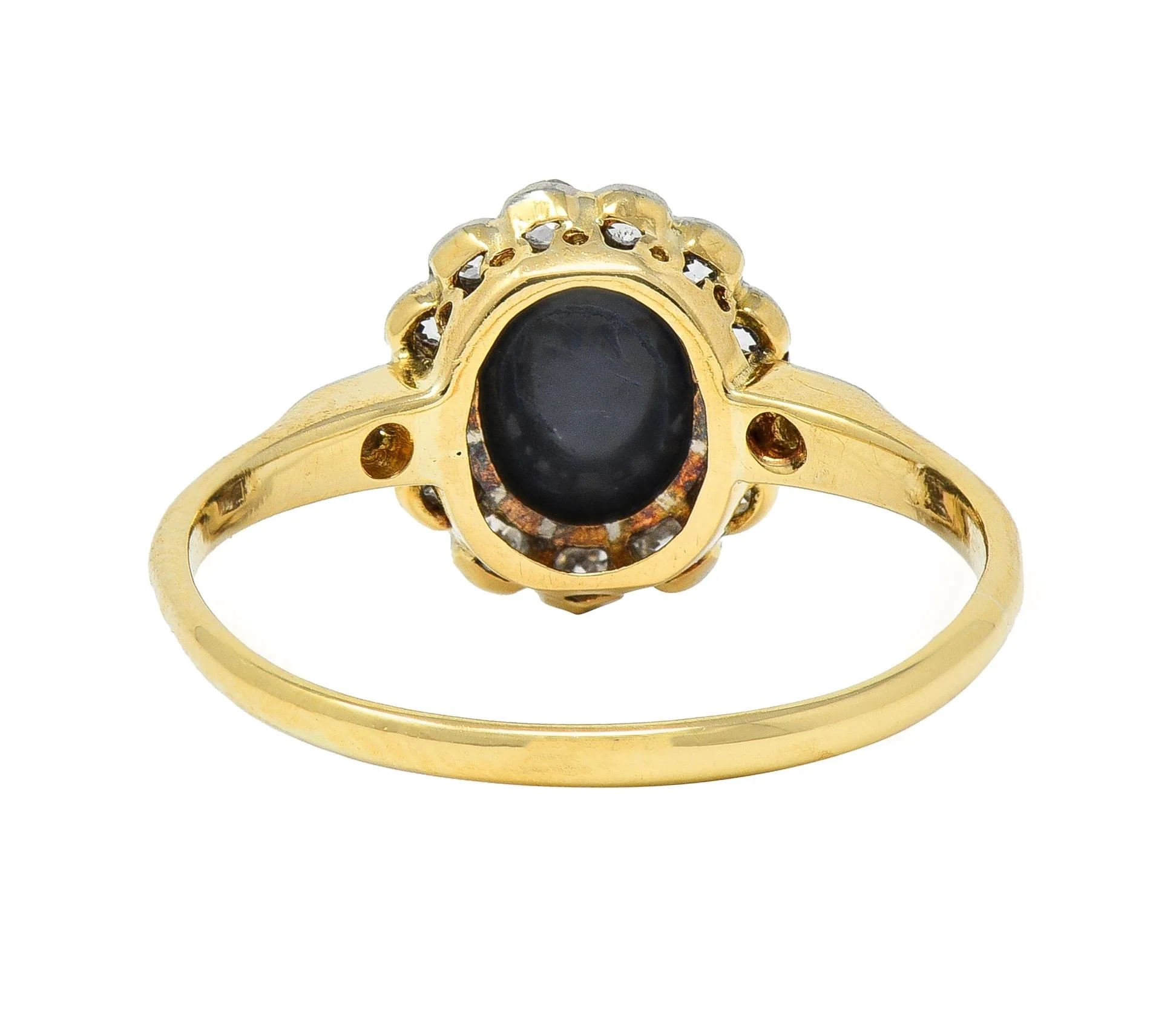 Edwardian 0.42 CTW Opal Diamond Platinum 18 Karat Yellow Gold Antique Halo Ring - Image 4