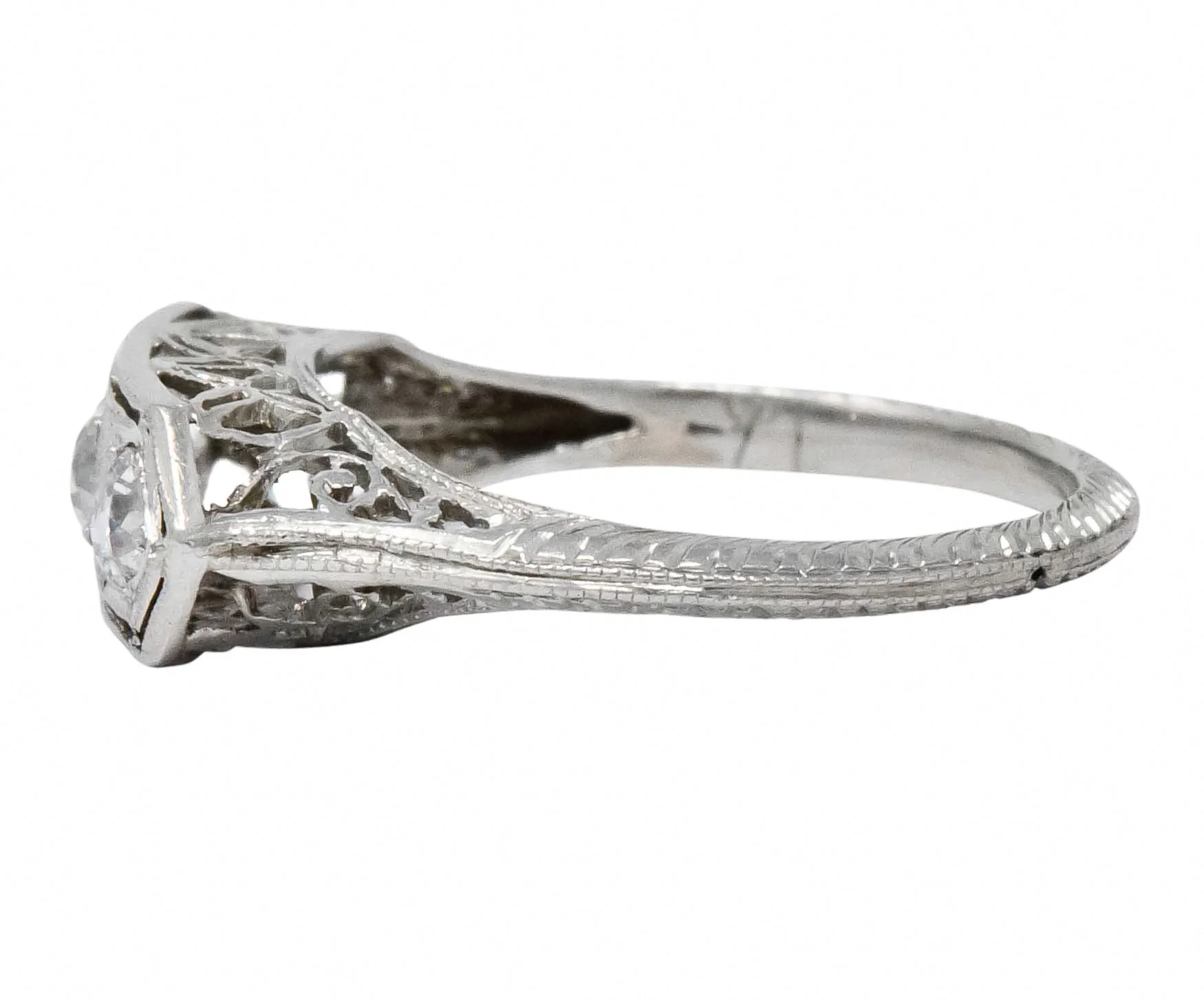 Edwardian 0.45 CTW Old European Diamond Platinum Three Stone Ring - Image 5
