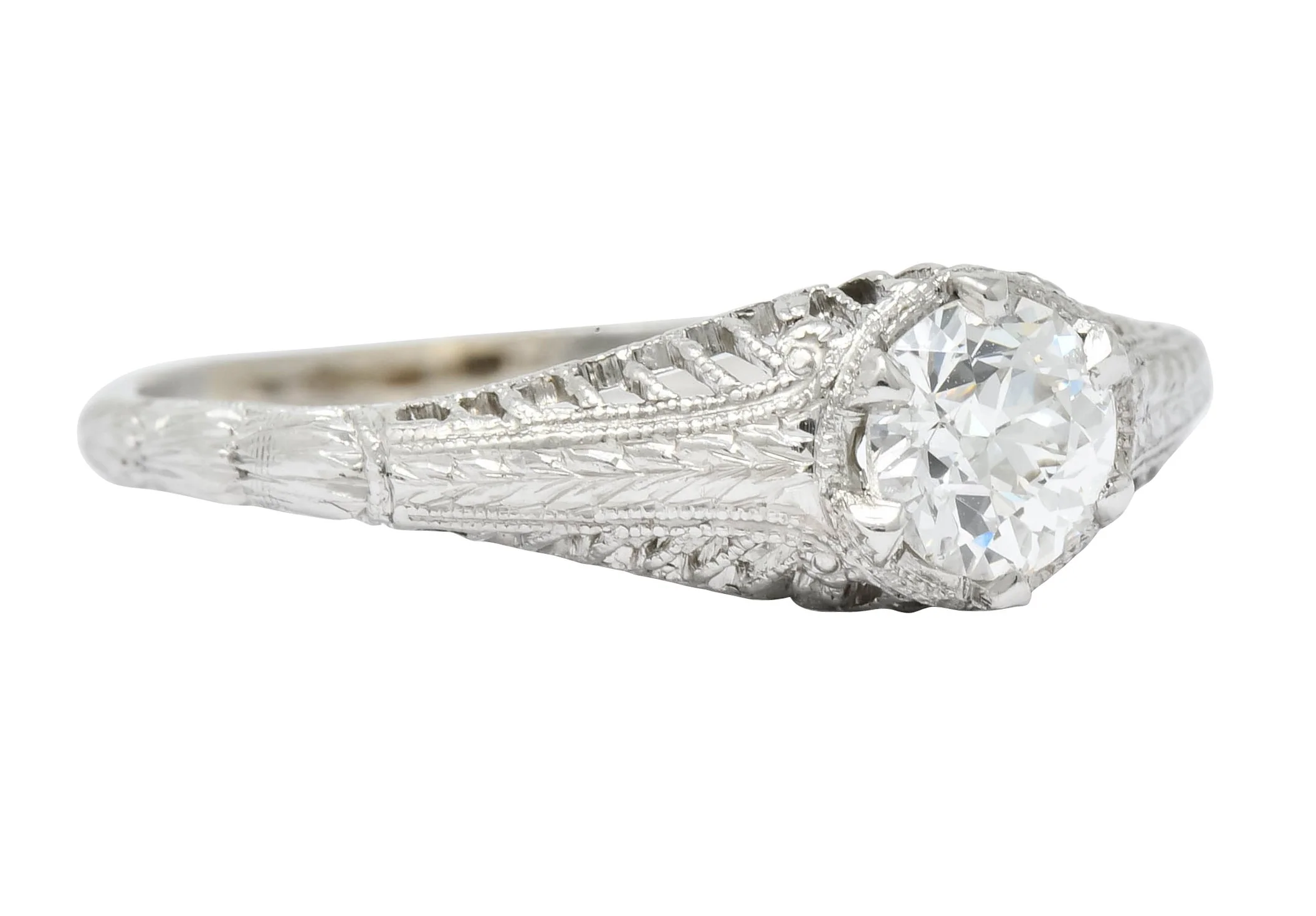 Edwardian 0.50 CTW Diamond Platinum Engagement Ring Circa 1915 - Image 2