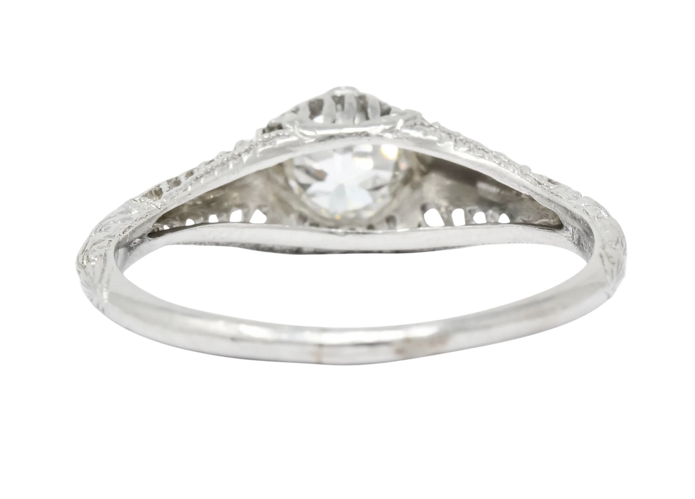 Edwardian 0.50 CTW Diamond Platinum Engagement Ring Circa 1915 - Image 4