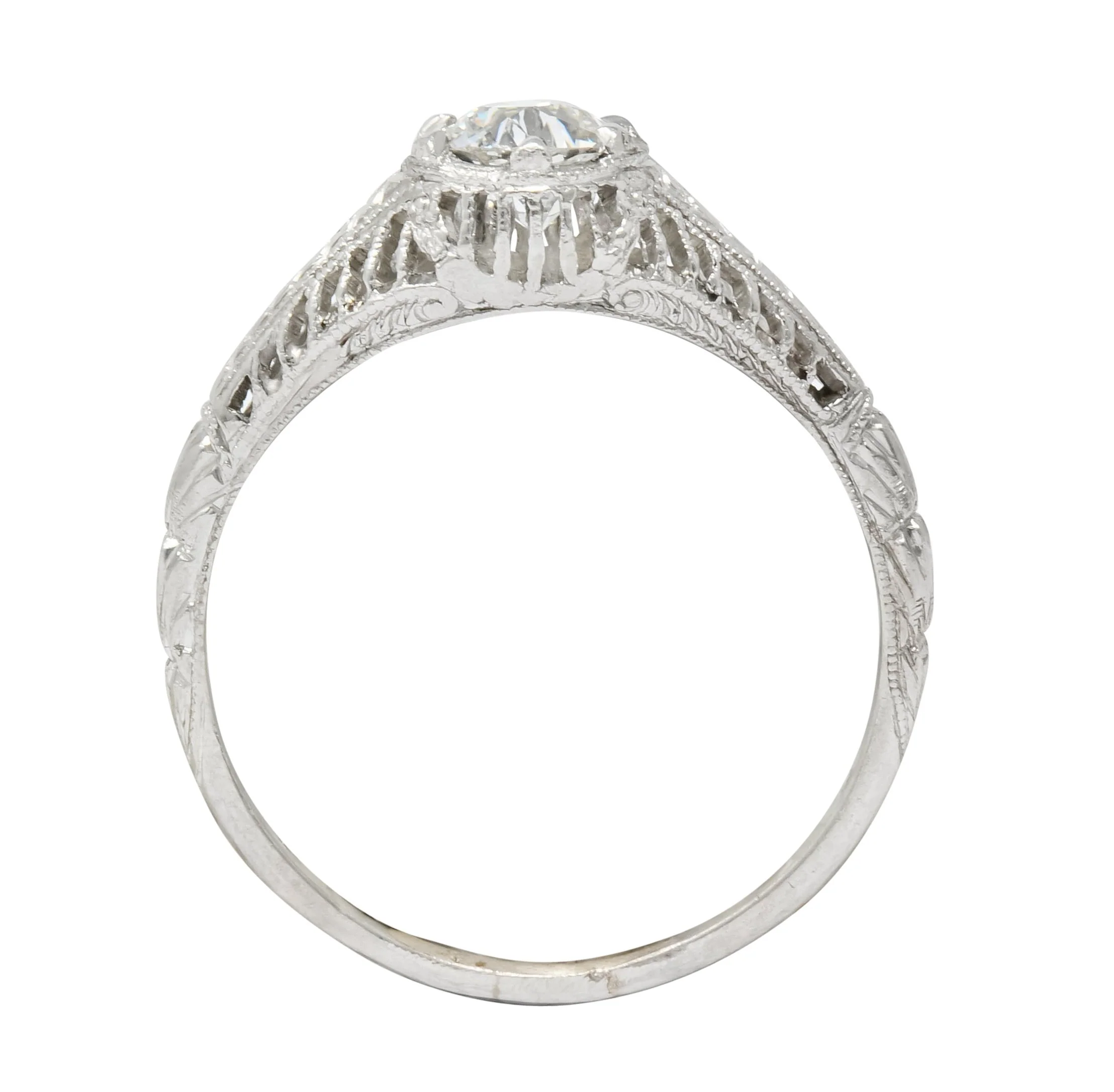 Edwardian 0.50 CTW Diamond Platinum Engagement Ring Circa 1915 - Image 7