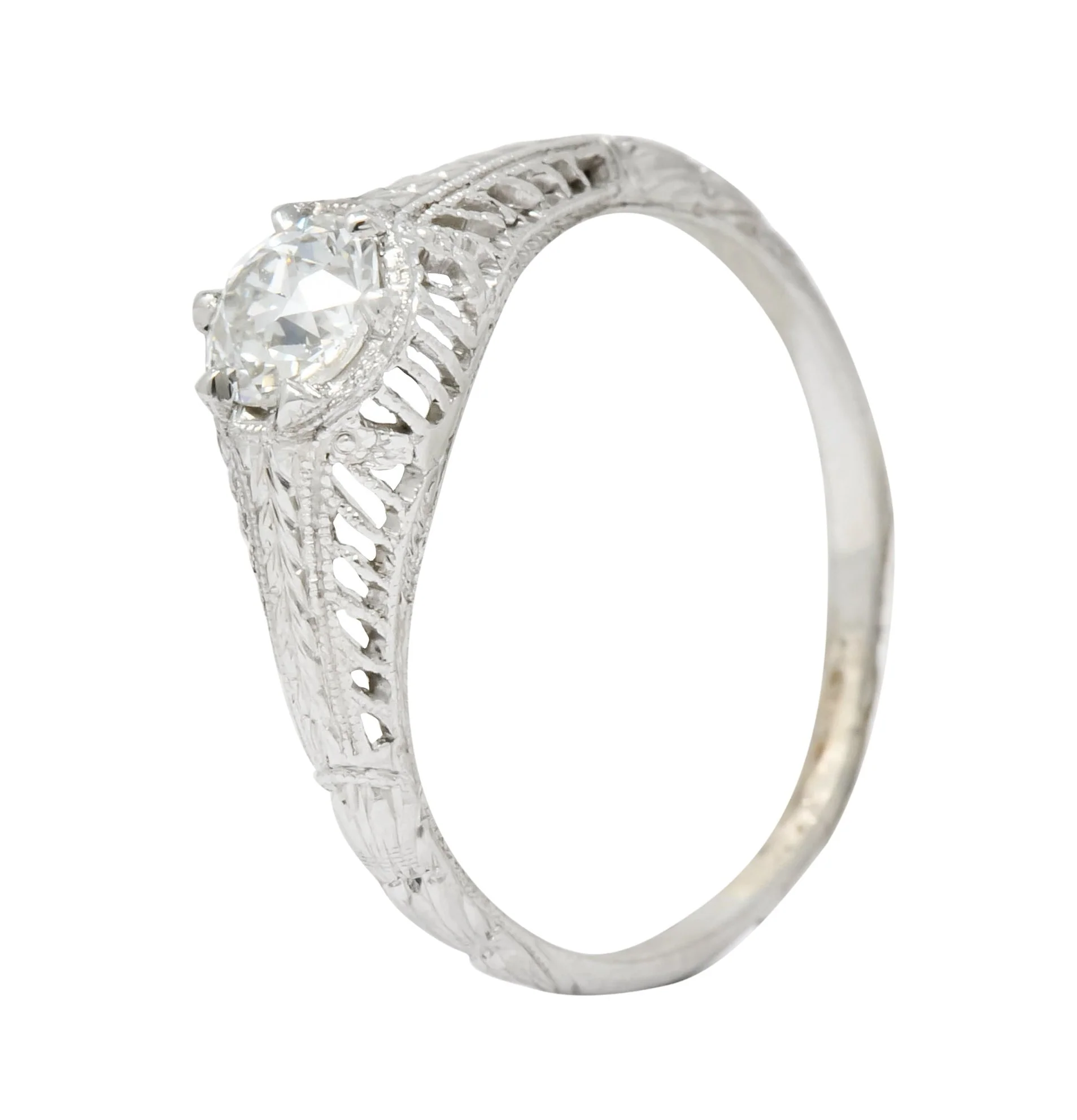 Edwardian 0.50 CTW Diamond Platinum Engagement Ring Circa 1915 - Image 8