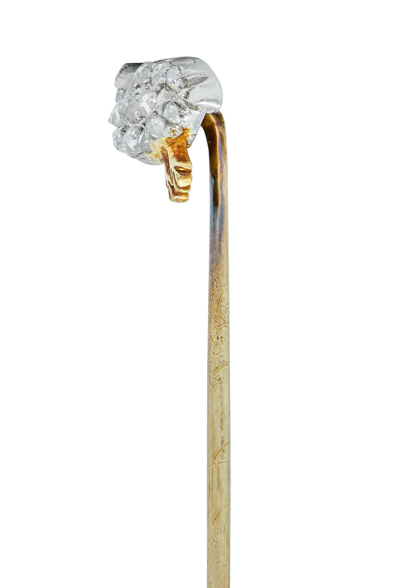 Edwardian 0.50 CTW Rose Cut Diamond Platinum-Topped Gold Partridge Stickpin - Image 3
