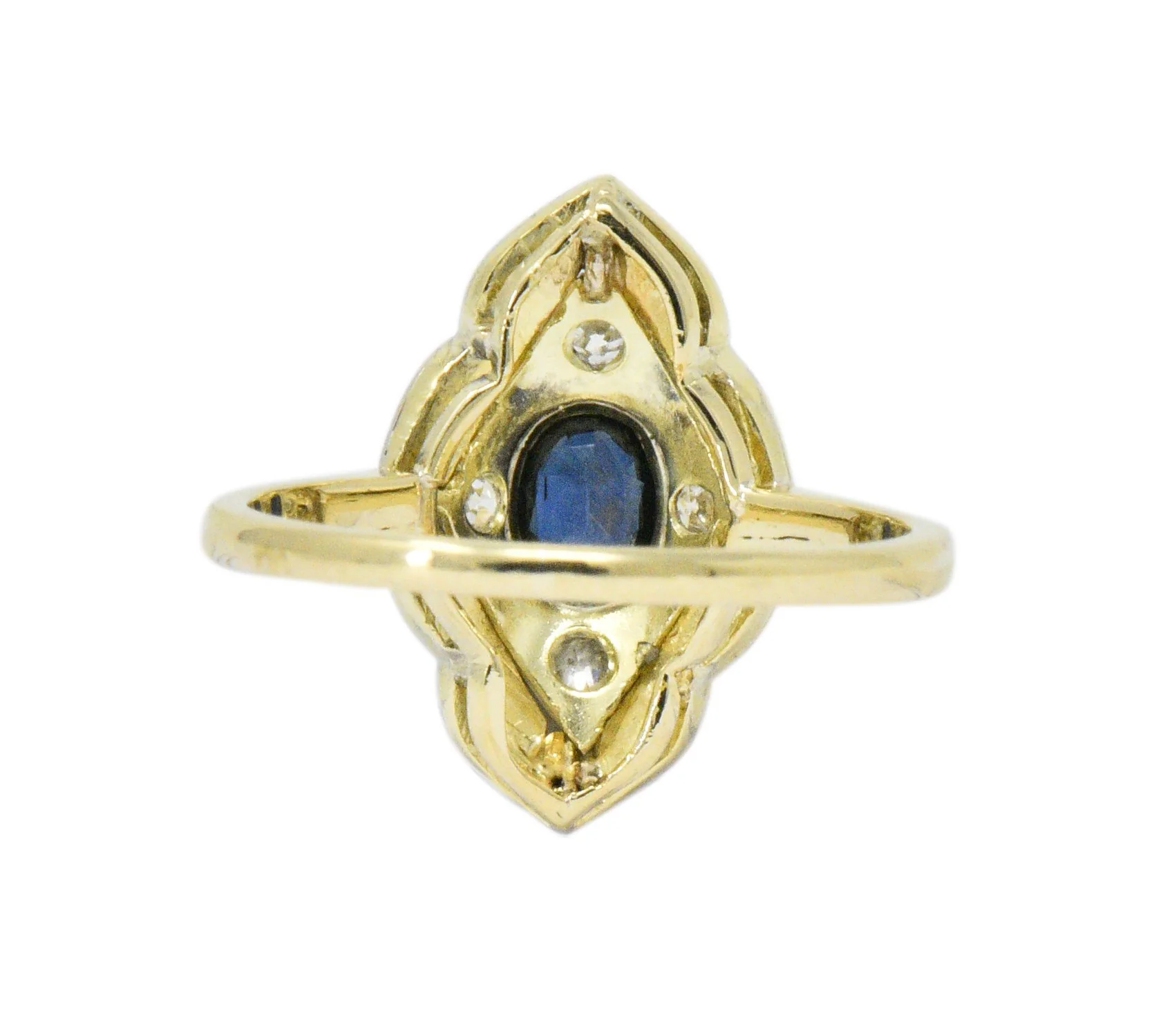 Edwardian 0.50 CTW Sapphire Diamond Platinum-Topped 18 Karat Gold Ring - Image 4