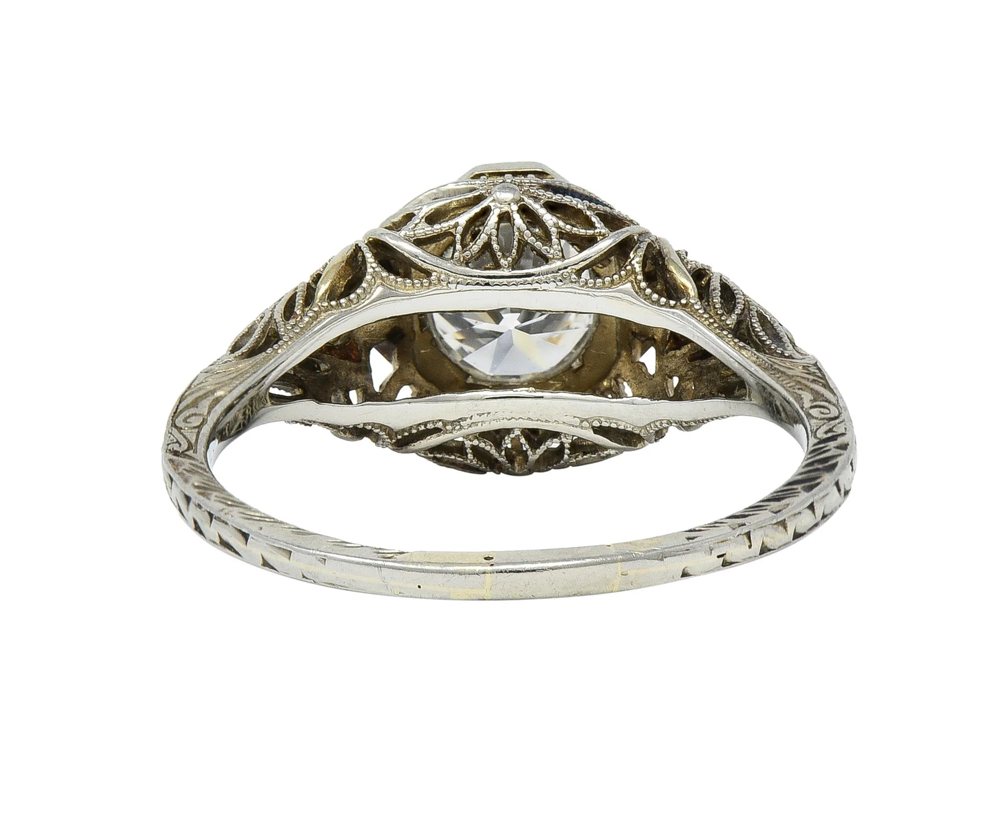 Edwardian 0.75 CTW Old European Cut Diamond 18 Karat White Gold Engagement Ring - Image 5