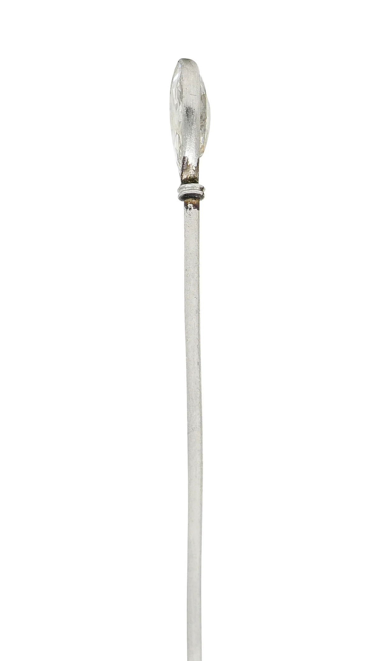 Edwardian 0.80 CTW Old Pear Cut Diamond Platinum Stickpin - Image 3