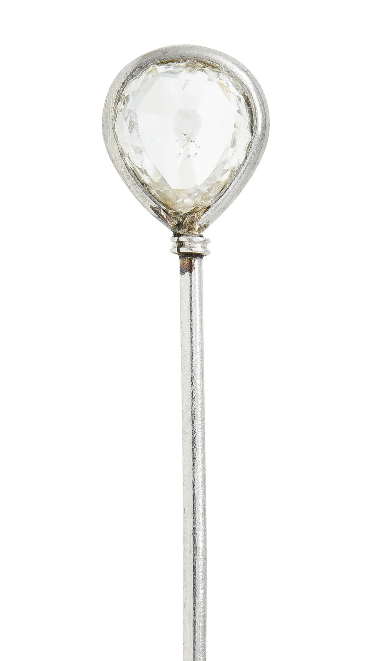 Edwardian 0.80 CTW Old Pear Cut Diamond Platinum Stickpin - Image 4