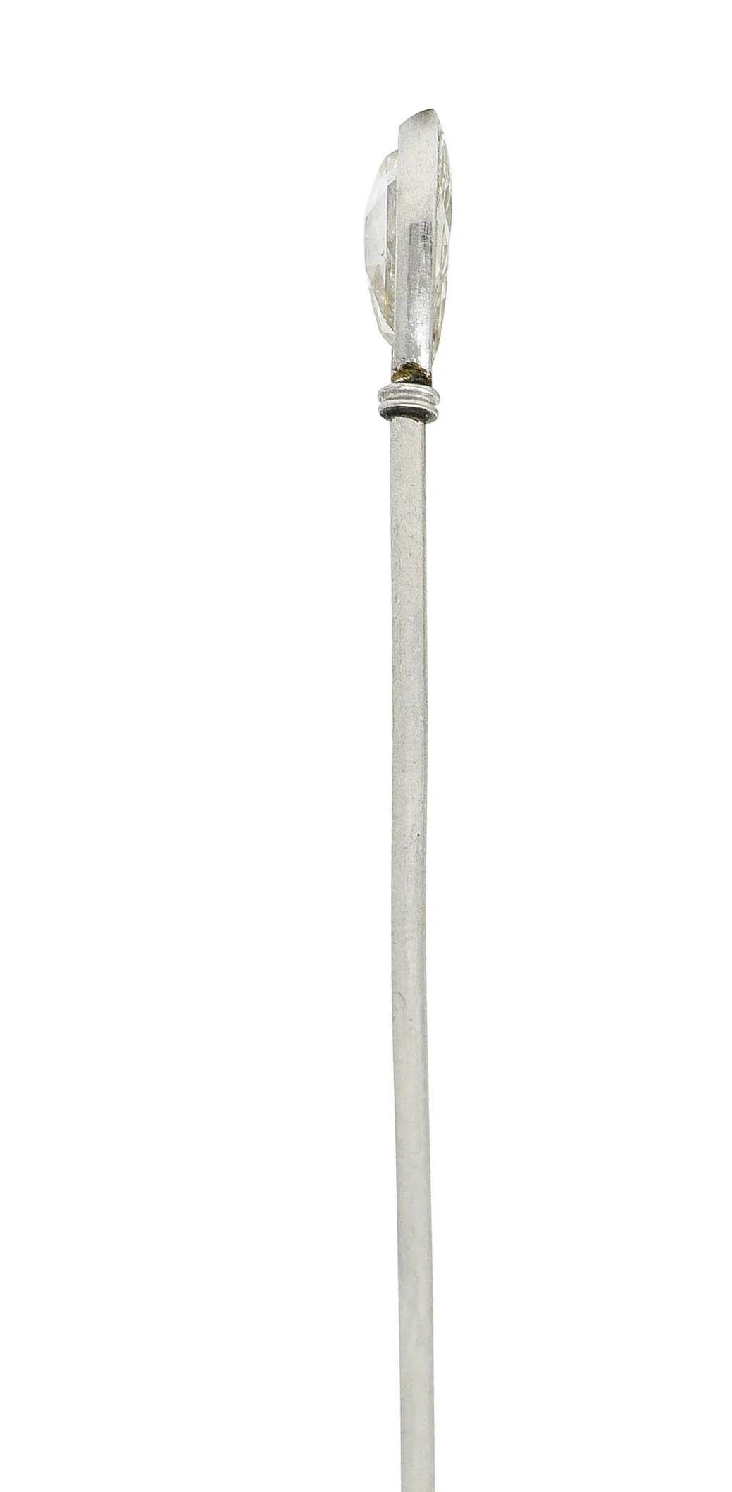 Edwardian 0.80 CTW Old Pear Cut Diamond Platinum Stickpin - Image 5