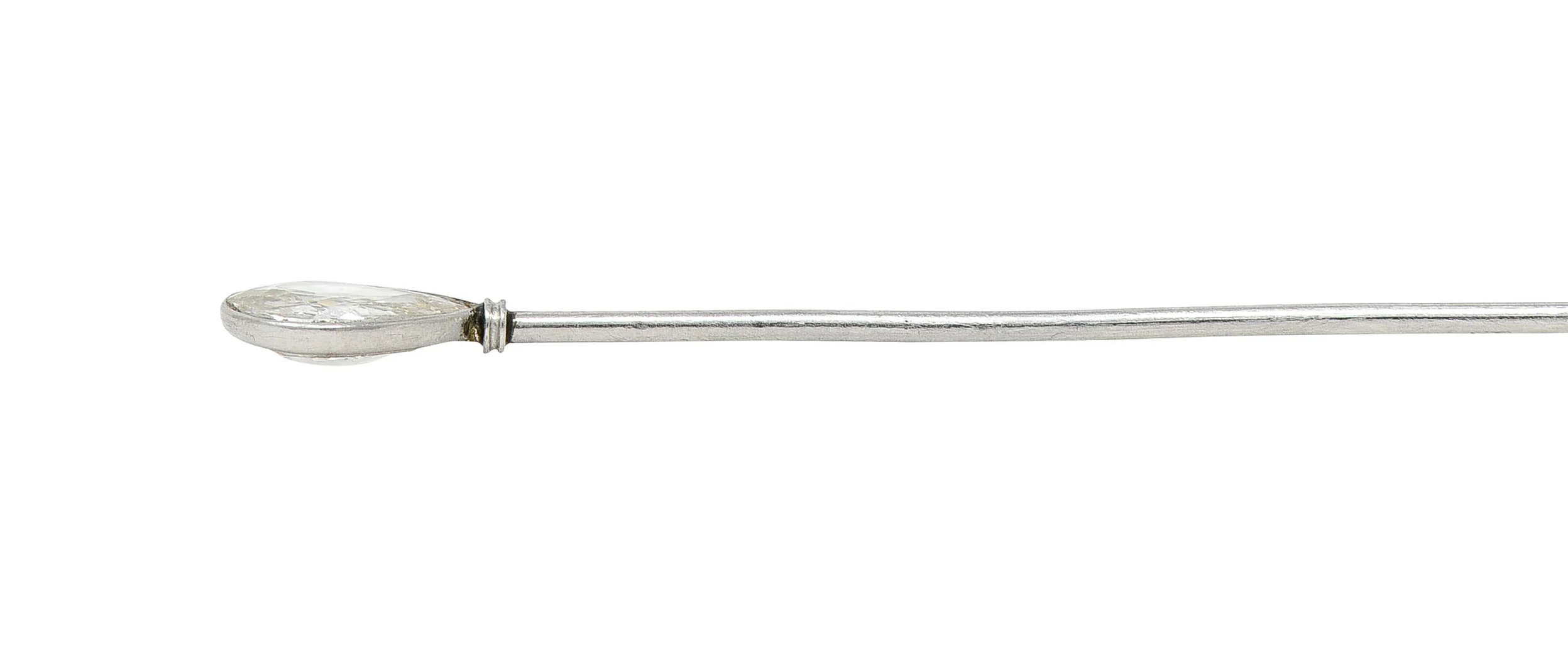 Edwardian 0.80 CTW Old Pear Cut Diamond Platinum Stickpin - Image 6