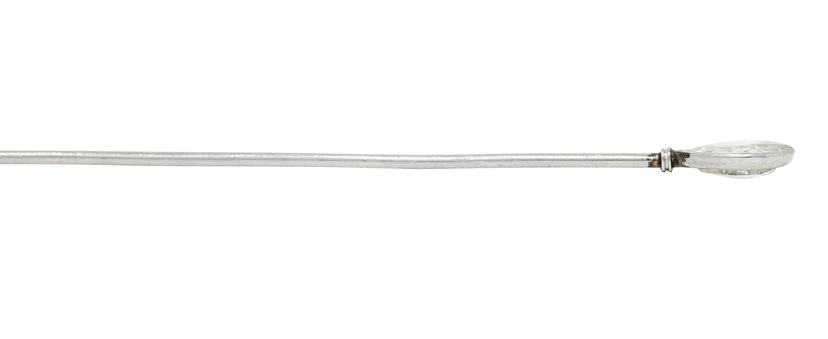Edwardian 0.80 CTW Old Pear Cut Diamond Platinum Stickpin - Image 7