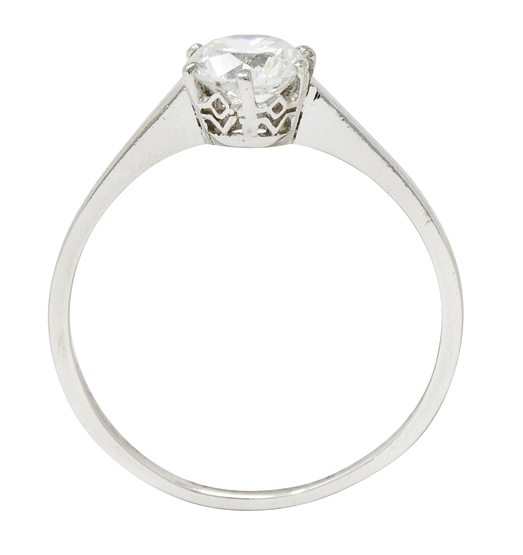 Edwardian 0.93 CTW Diamond Platinum Solitaire Engagement Ring GIA - Image 8