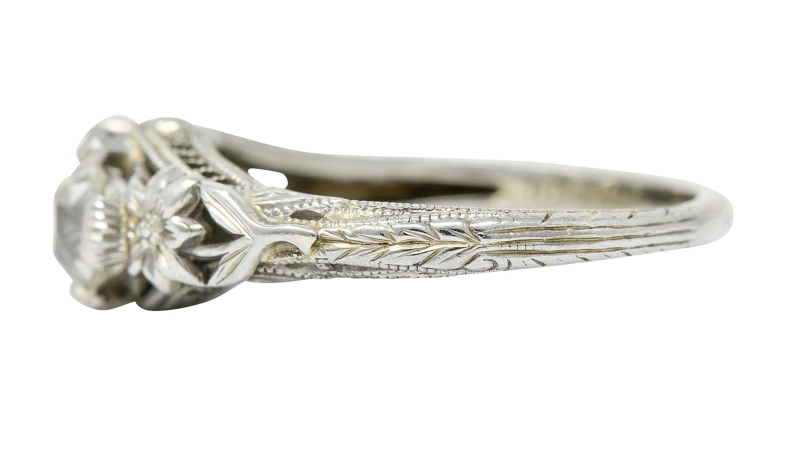 Edwardian 0.95 CTW Double Diamond 18 Karat White Gold Toi Et Moi Ring - Image 6