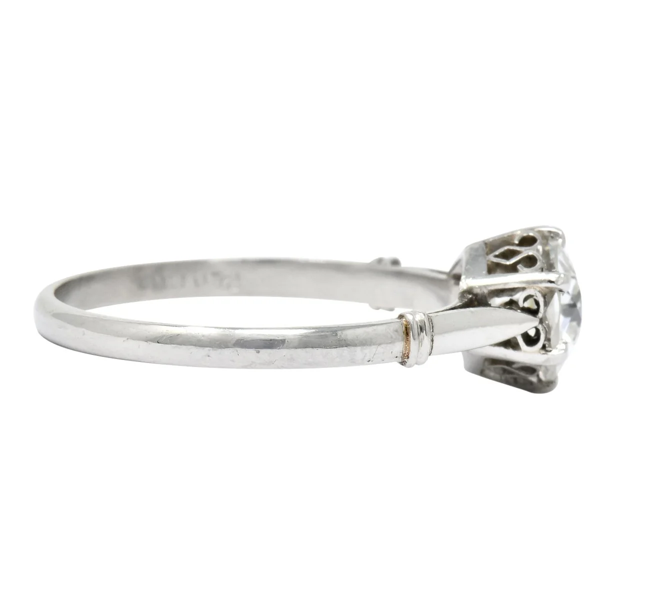 Edwardian 0.98 CTW Old European Cut Diamond Platinum Engagement Ring GIA - Image 4