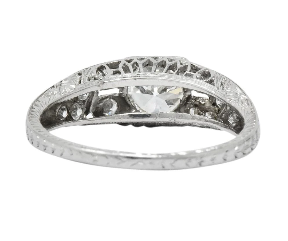 Edwardian 1.00 CTW Diamond Platinum Engagement Ring GIA - Image 4