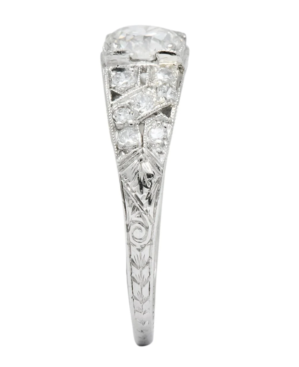 Edwardian 1.00 CTW Diamond Platinum Engagement Ring GIA - Image 7