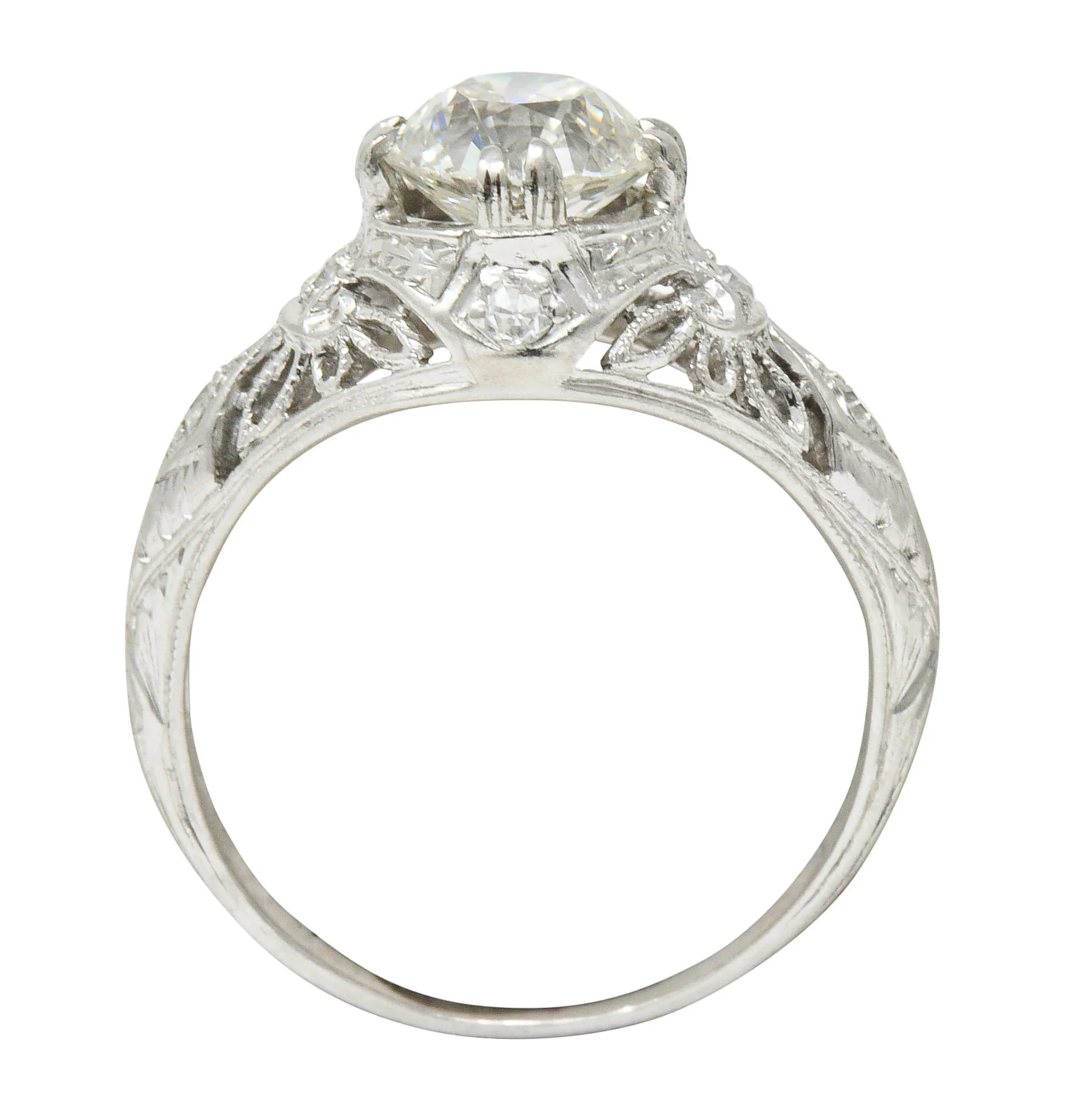 Edwardian 1.04 CTW Diamond Platinum Engagement Ring GIA - Image 10
