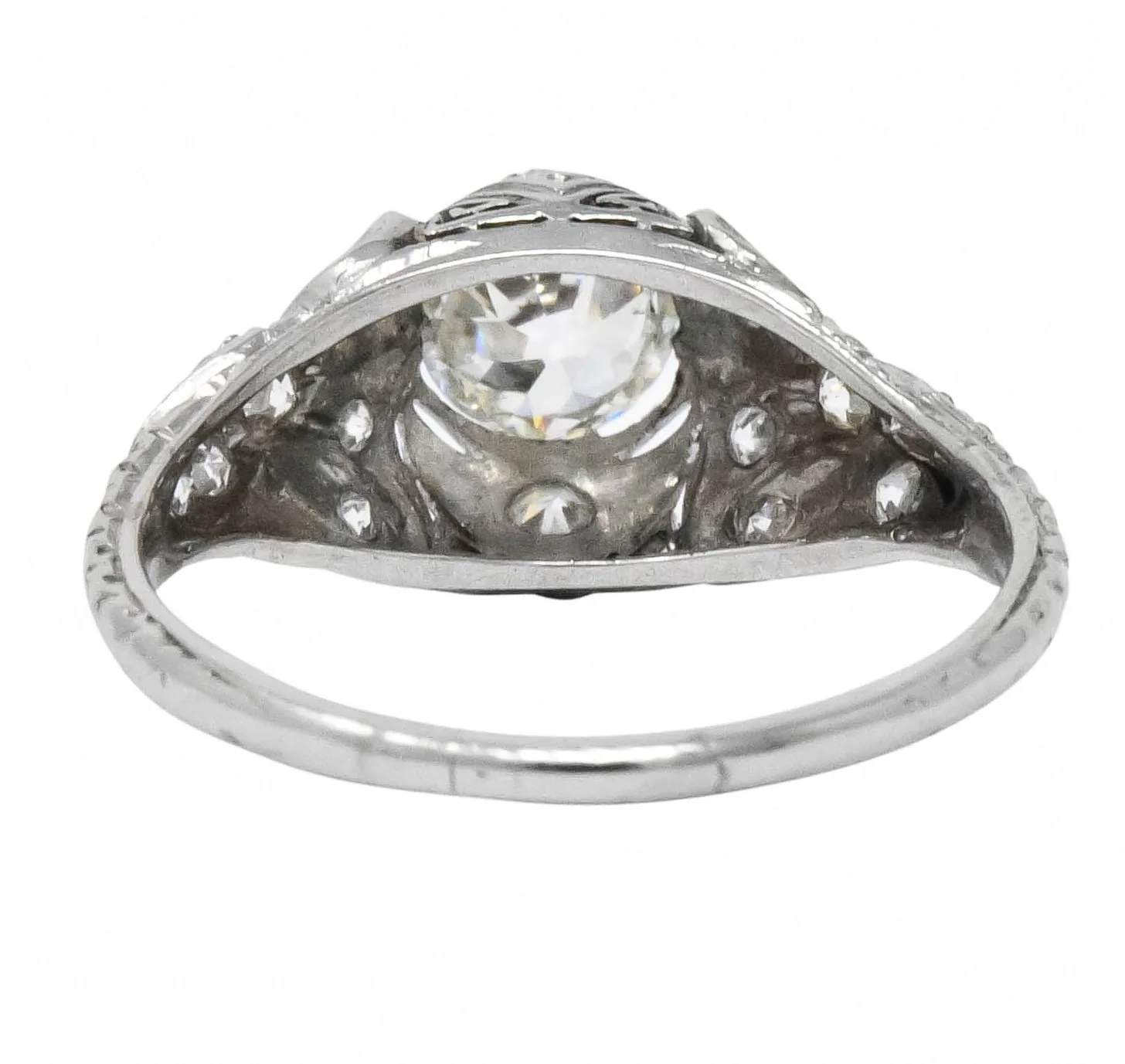 Edwardian 1.07 CTW Old European Cut Diamond Platinum Engagement Ring GIA - Image 4