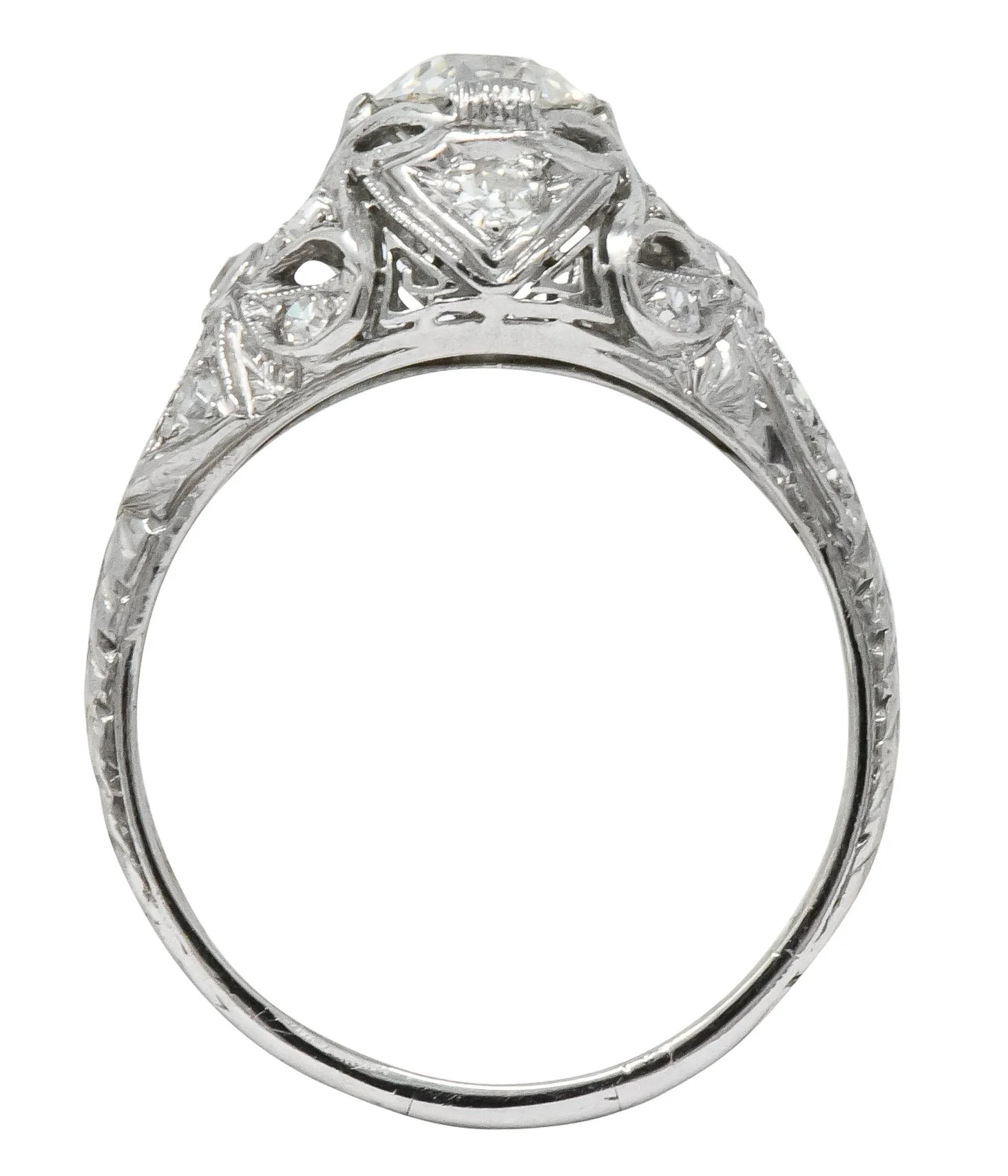 Edwardian 1.07 CTW Old European Cut Diamond Platinum Engagement Ring GIA - Image 6