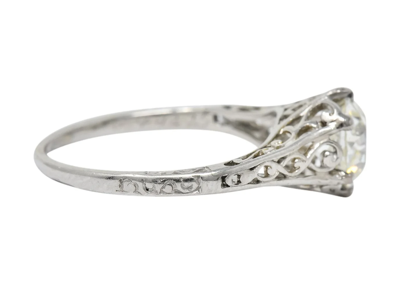 Edwardian 1.13 CTW Diamond Platinum Engagement Ring GIA Circa 1915 - Image 4