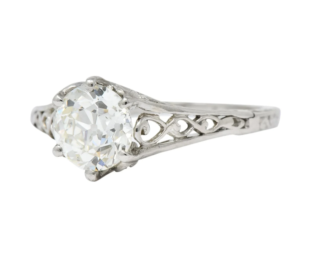 Edwardian 1.13 CTW Diamond Platinum Engagement Ring GIA Circa 1915 - Image 7