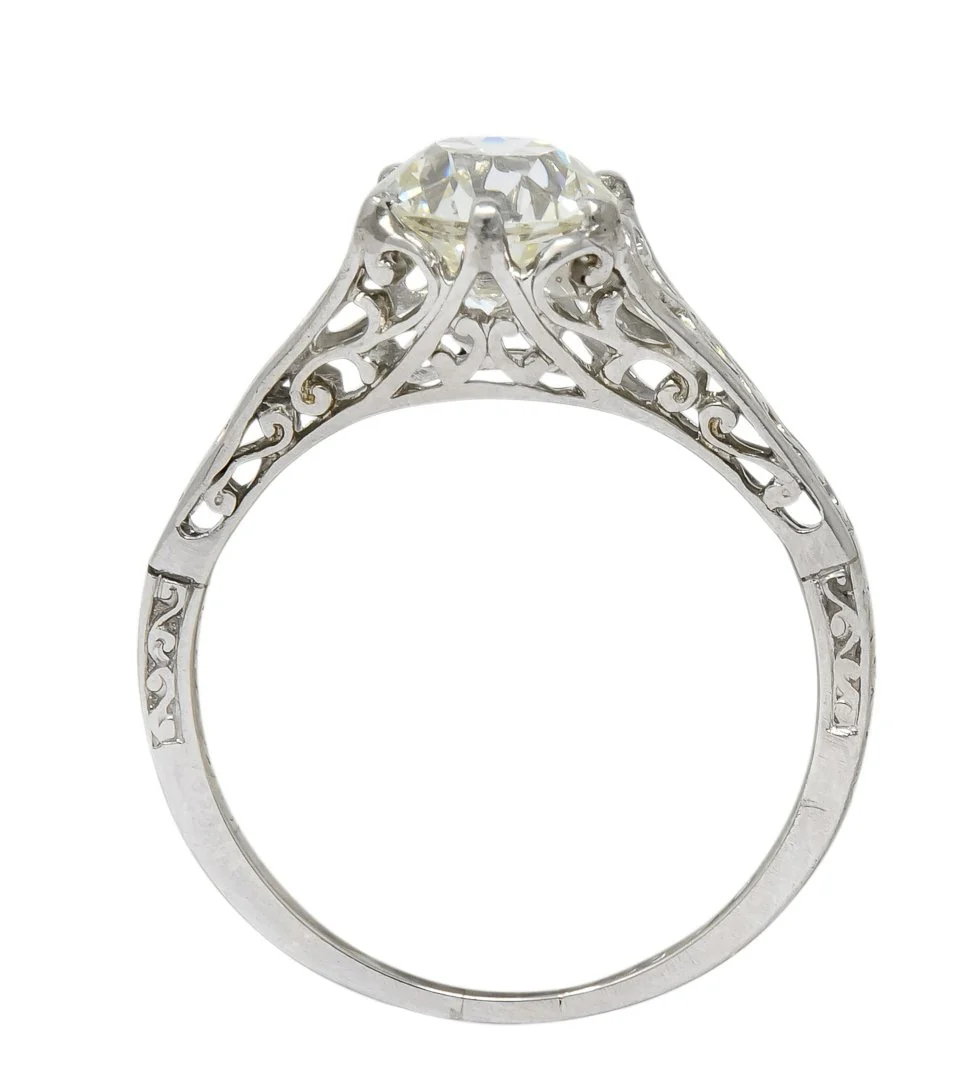 Edwardian 1.13 CTW Diamond Platinum Engagement Ring GIA Circa 1915 - Image 8