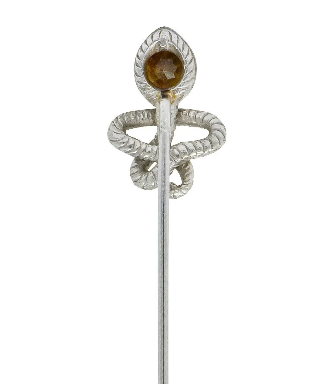 Edwardian 1.15 CTW Tourmaline Platinum Intertwined Snake Stickpin - Image 4
