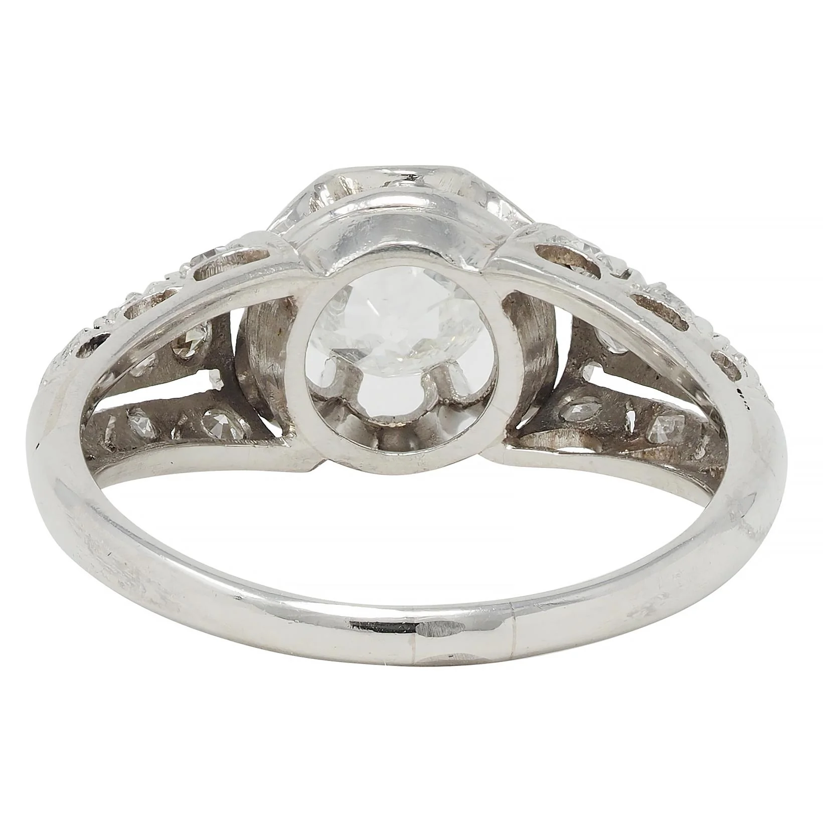 Edwardian 1.16 CTW Old Mine Cut Diamond Platinum Antique Buttercup Engagement Ring - Image 4